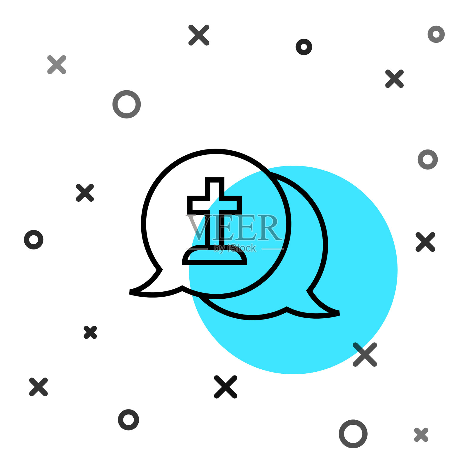 黑线人坟墓葬礼悲哀偶像孤立插画图片素材