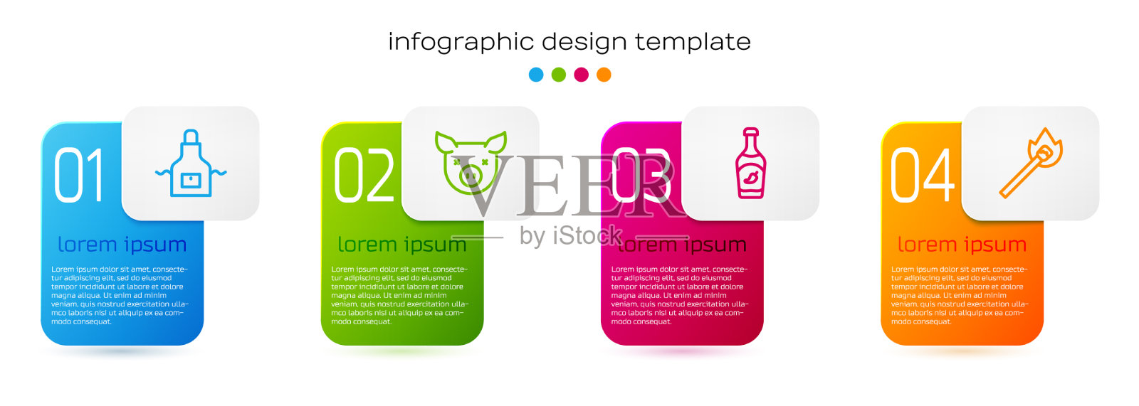 设线厨房围裙猪番茄酱瓶和插画图片素材