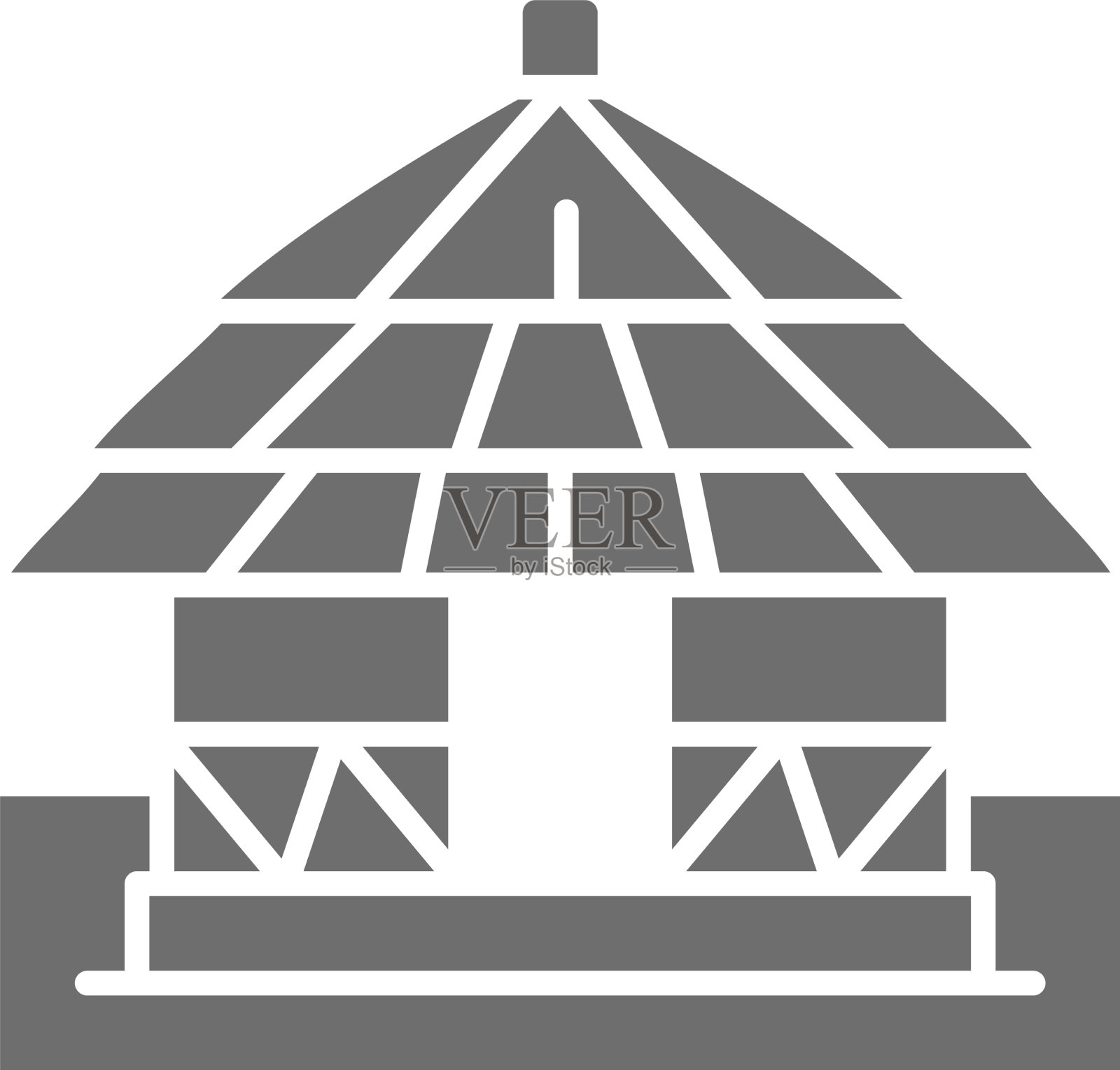 非洲当地传统房屋灰色图标插画图片素材