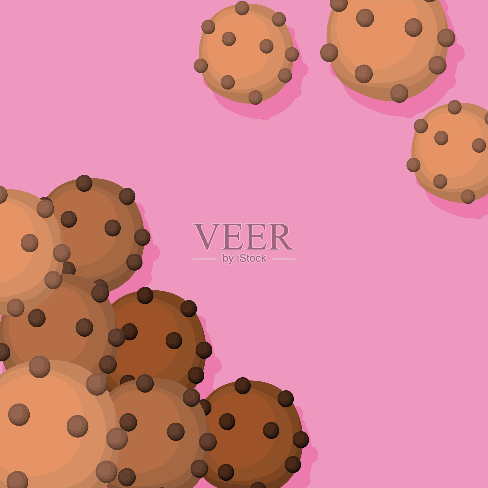 Set cookie brown color with chips的用法和样例插画图片素材