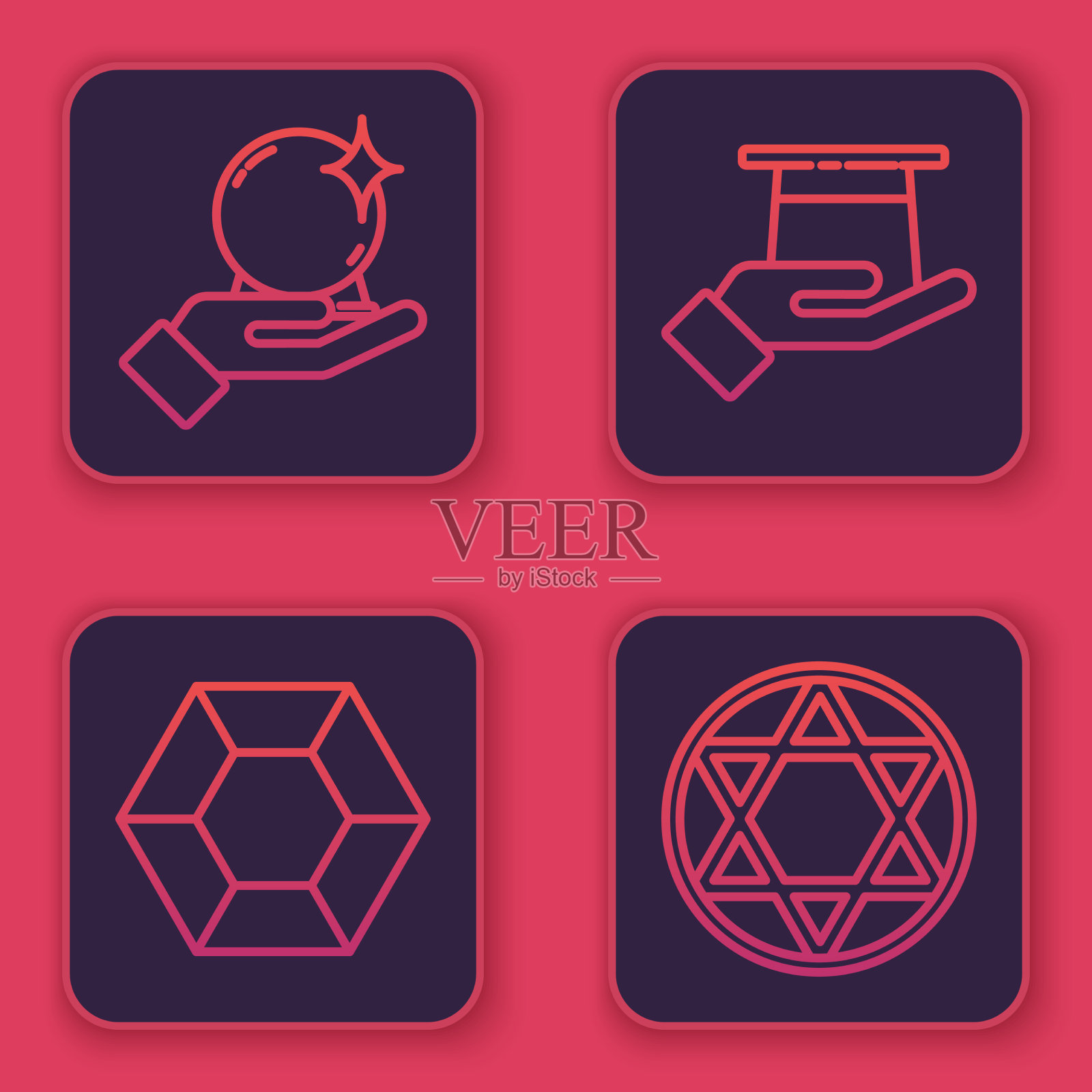 设定线魔术球在魔术师的手魔术石插画图片素材