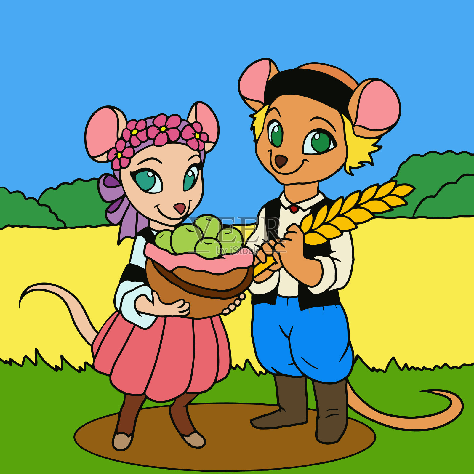 两个鼠标插画图片素材