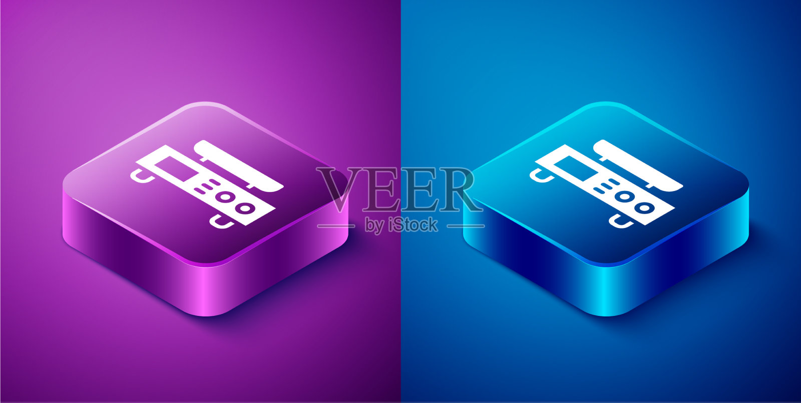 等距电子秤图标孤立在蓝色图标素材