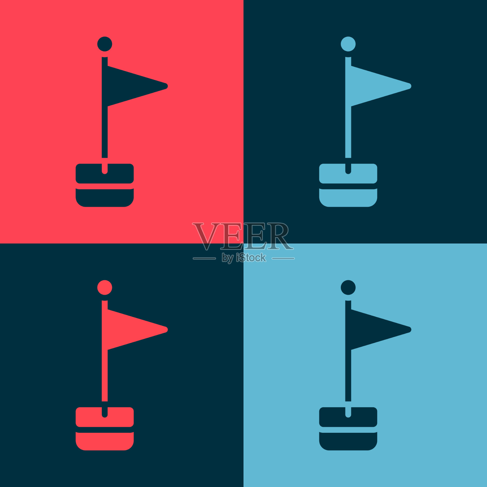 波普艺术旗帜图标孤立的颜色背景插画图片素材