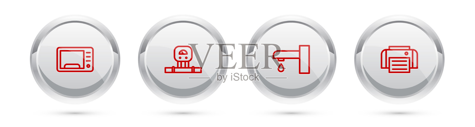 设置微波炉智能感应水龙头线路插画图片素材