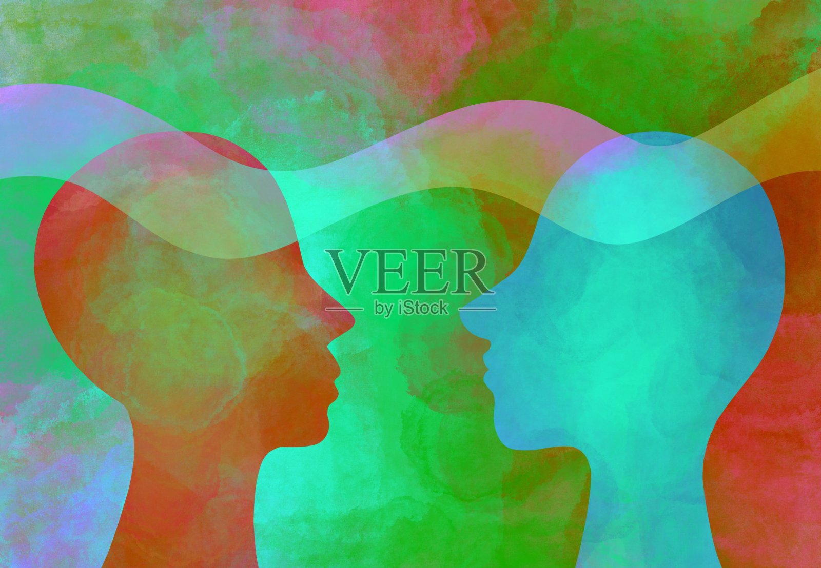 图形绘制,同理心。心灵感应。两个人之间的沟通插画图片素材