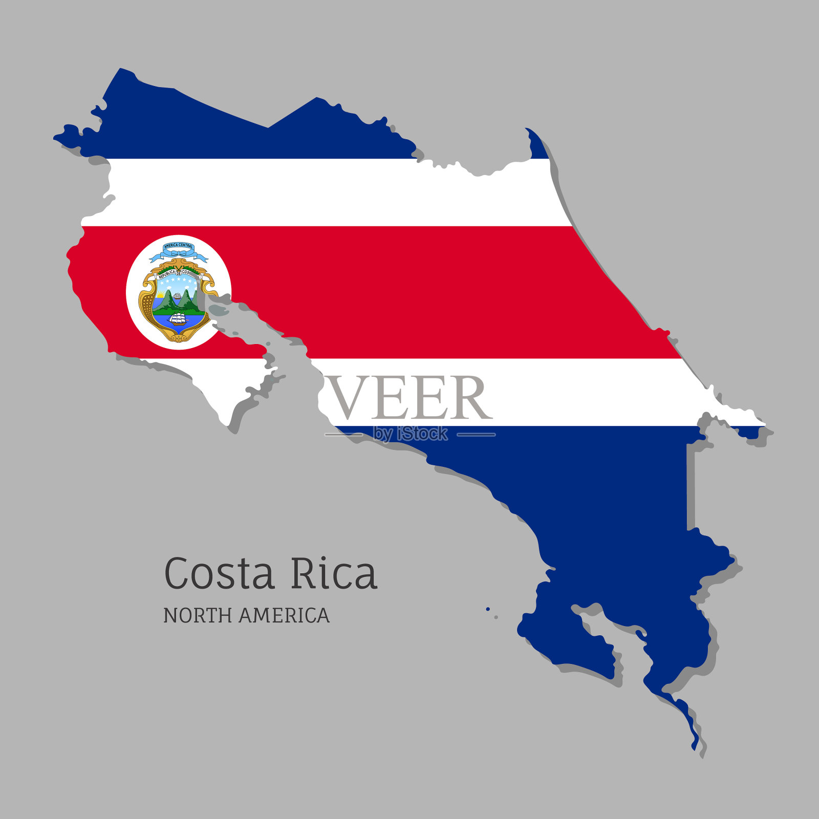 地图哥斯达黎加与国旗插画图片素材