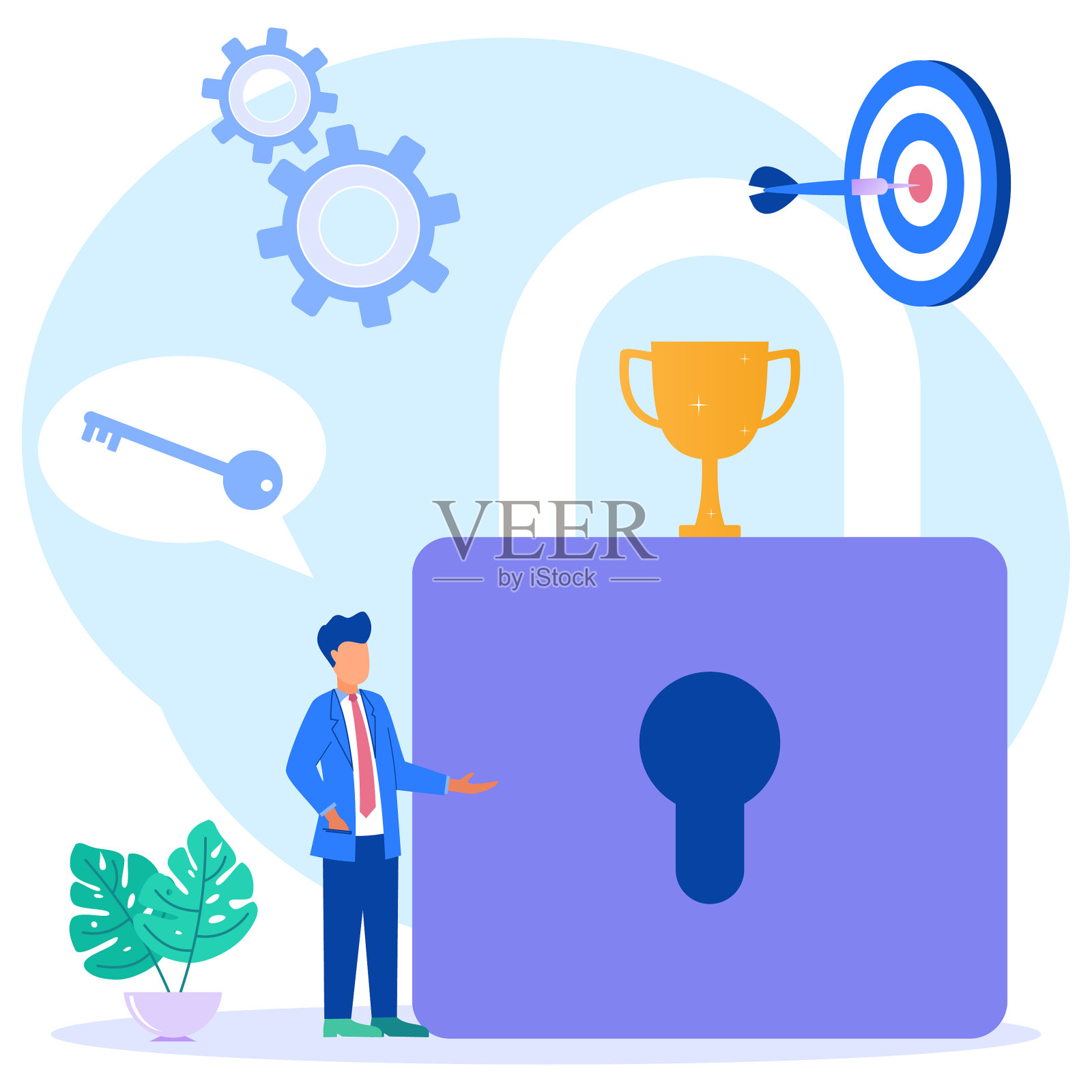 图形卡通人物成功键设计元素图片