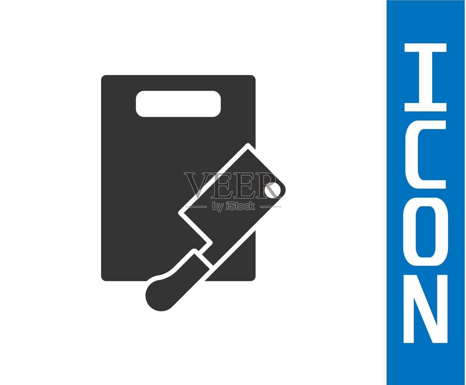 灰色砧板和肉类切割机图标孤立插画图片素材