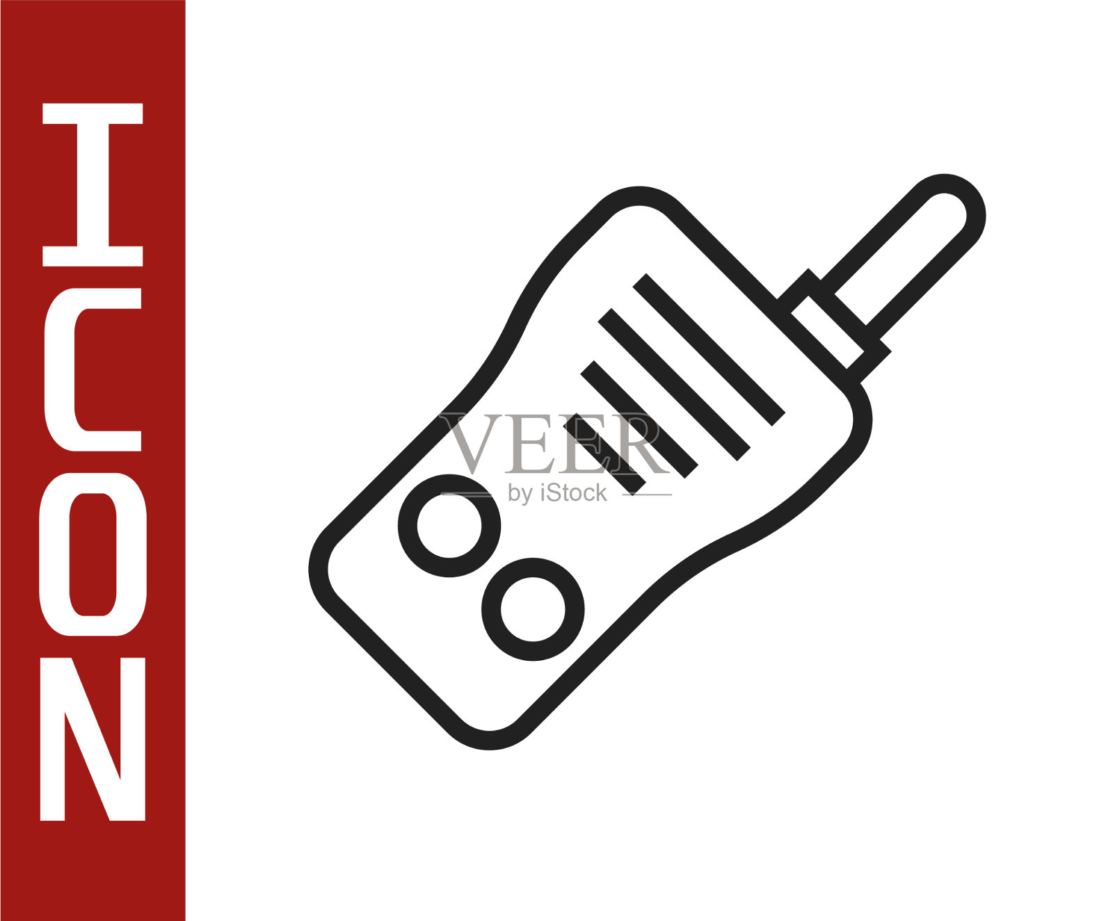 黑线对讲机图标隔离在白色插画图片素材