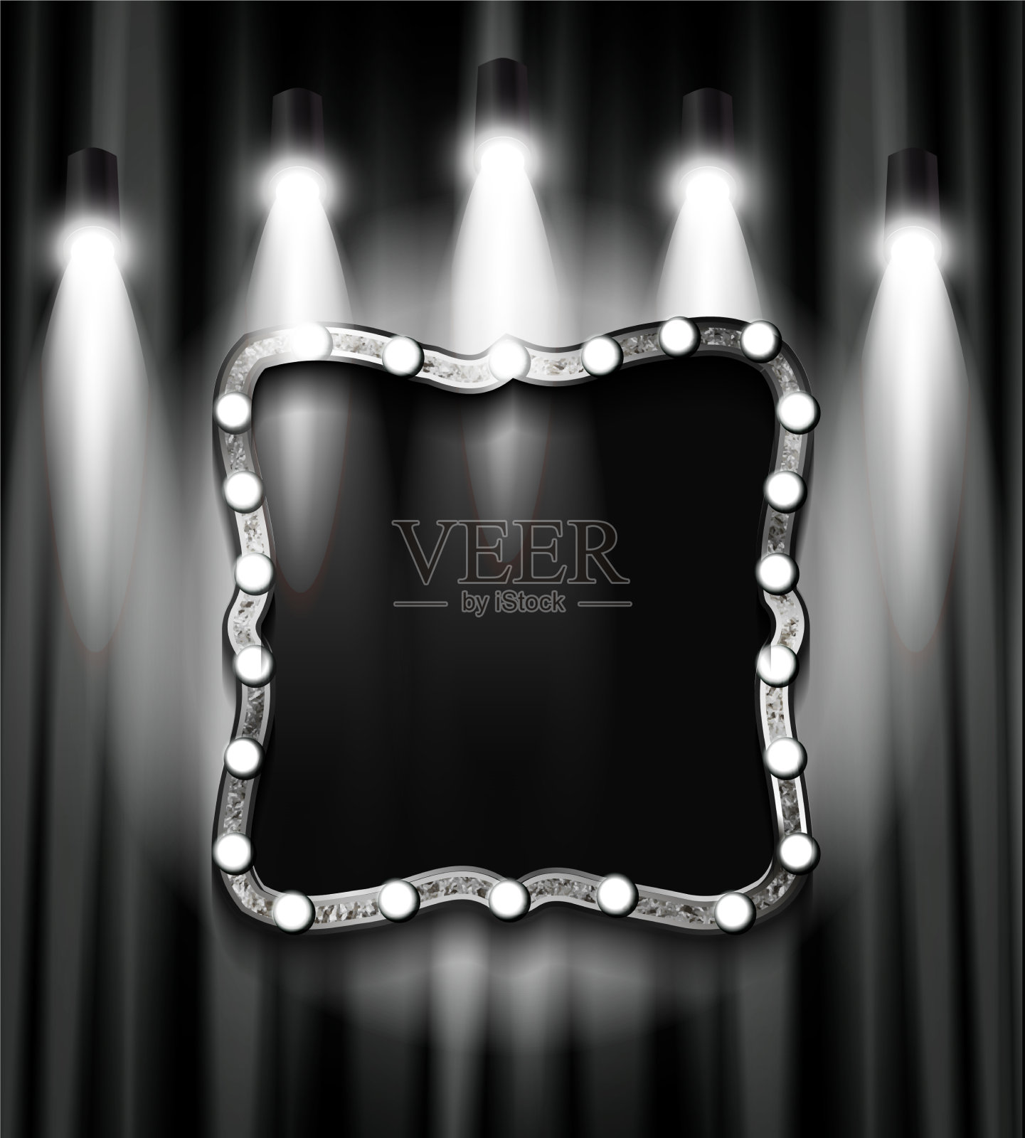 聚光灯下的复古广告牌插画图片素材