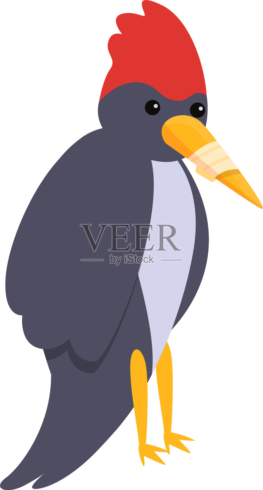 生病的啄木鸟图标卡通风格设计元素图片