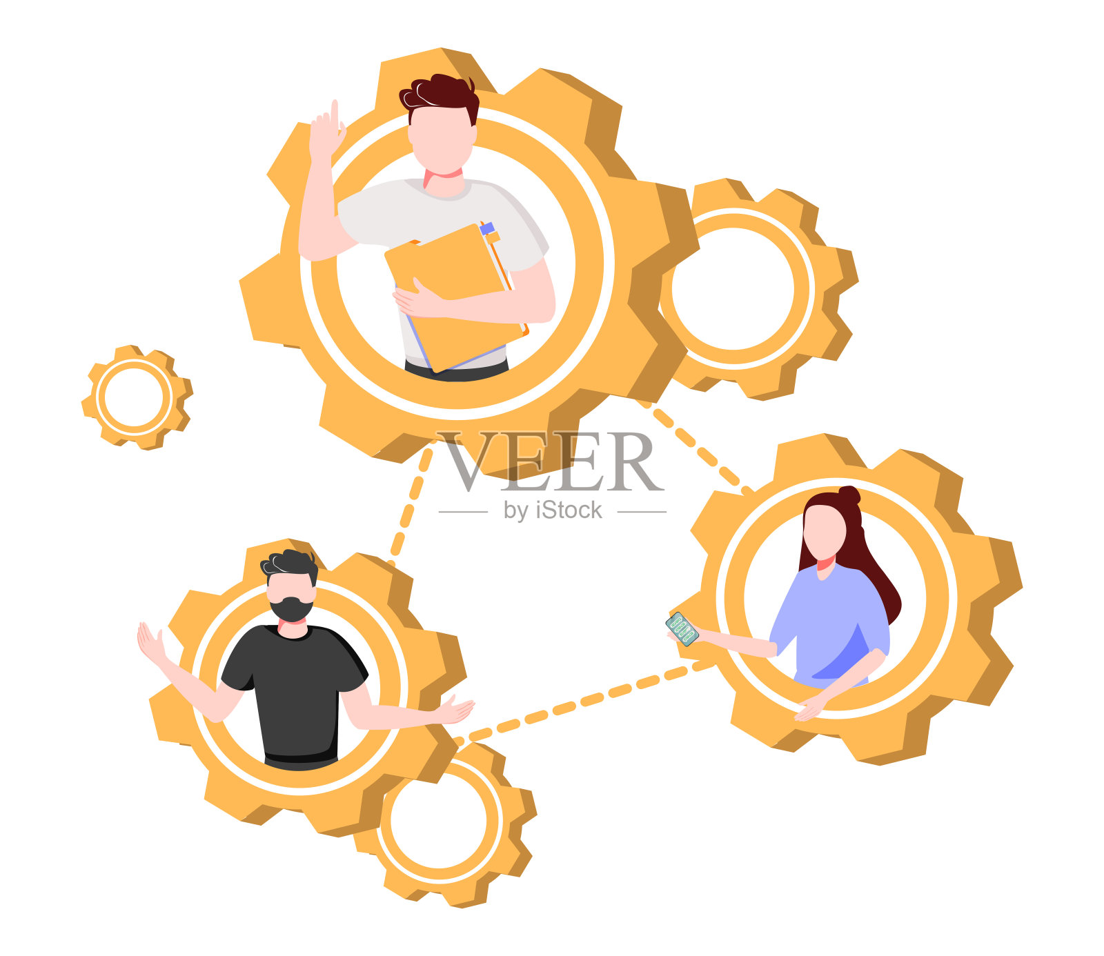 社会参与隐喻。参与社会，社区参与，社会团体。参与的女性。行为规范、抽象概念、矢量说明。插画图片素材