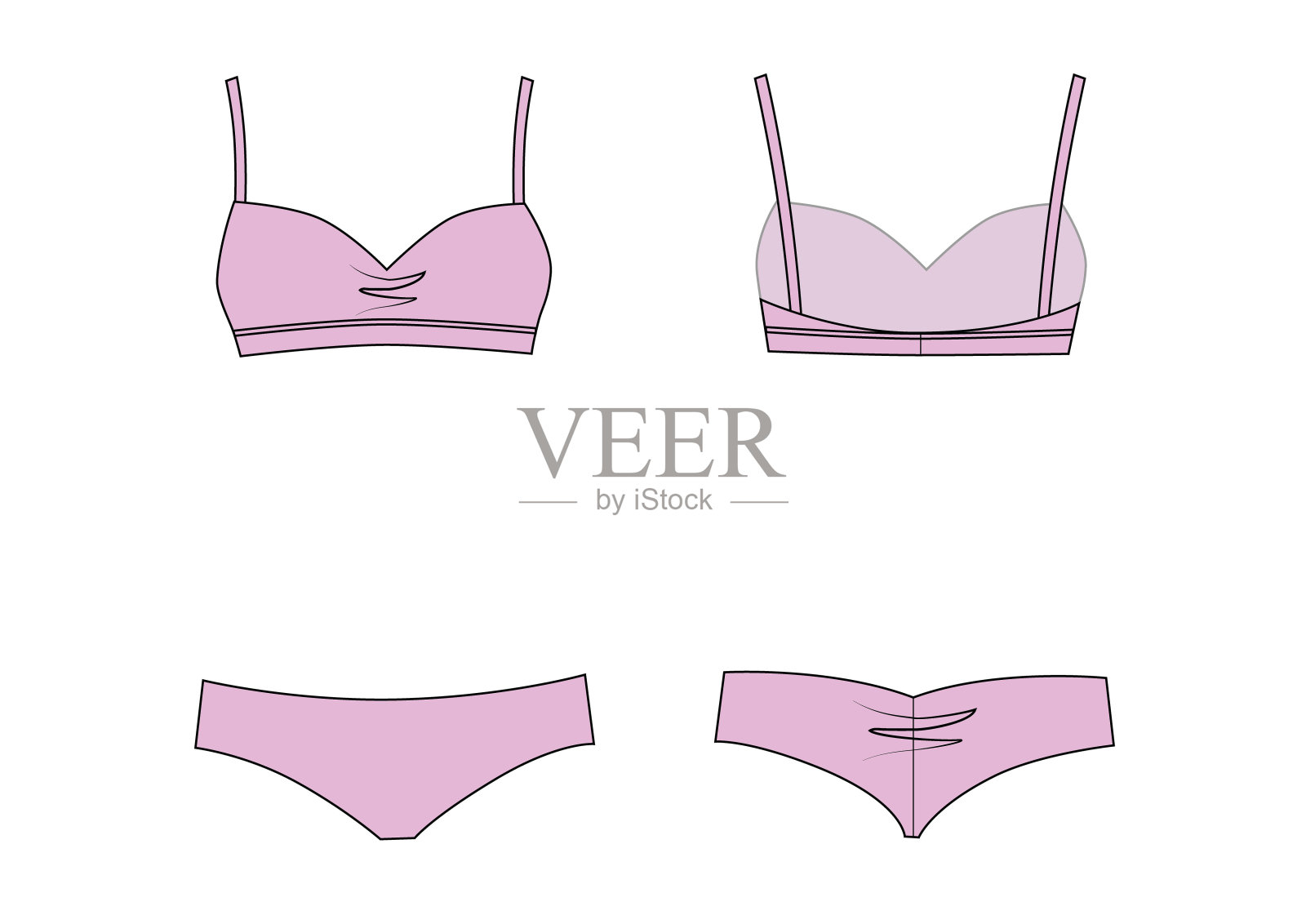 从内裤和胸罩粉红色的内衣样品套装插画图片素材