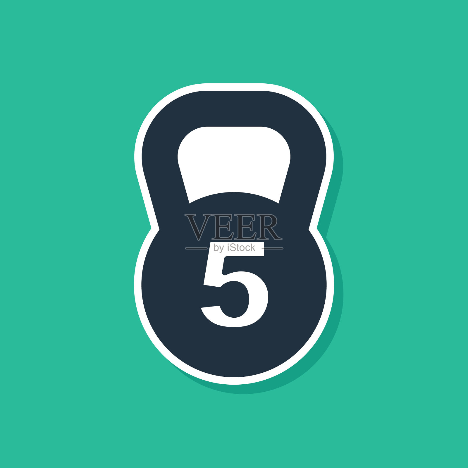 蓝色重量图标隔离在绿色背景上。公斤重量块，用于举重和秤。质量的象征。向量插画图片素材