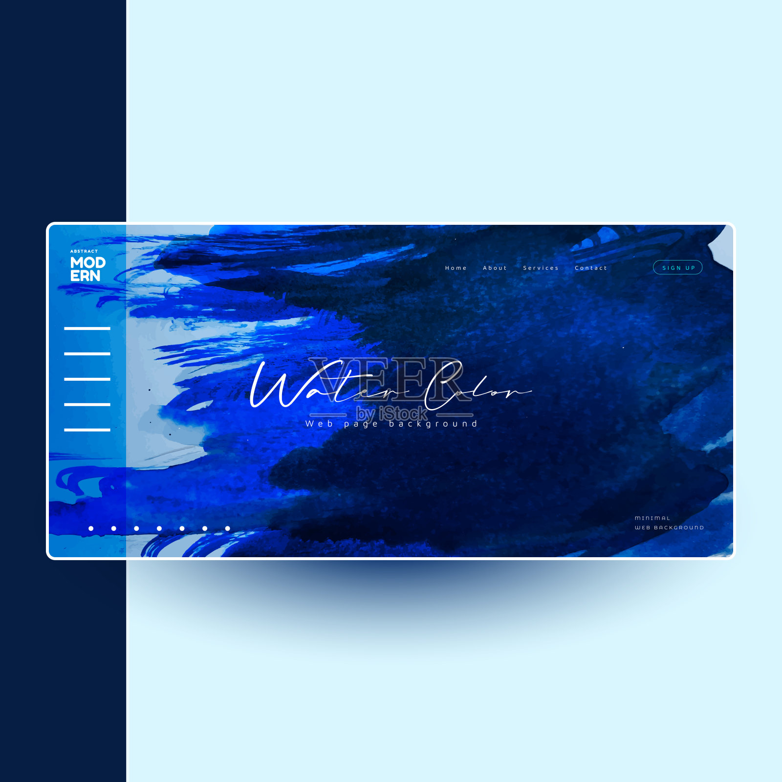 抽象蓝色梦幻背景为网页英雄横幅插画图片素材