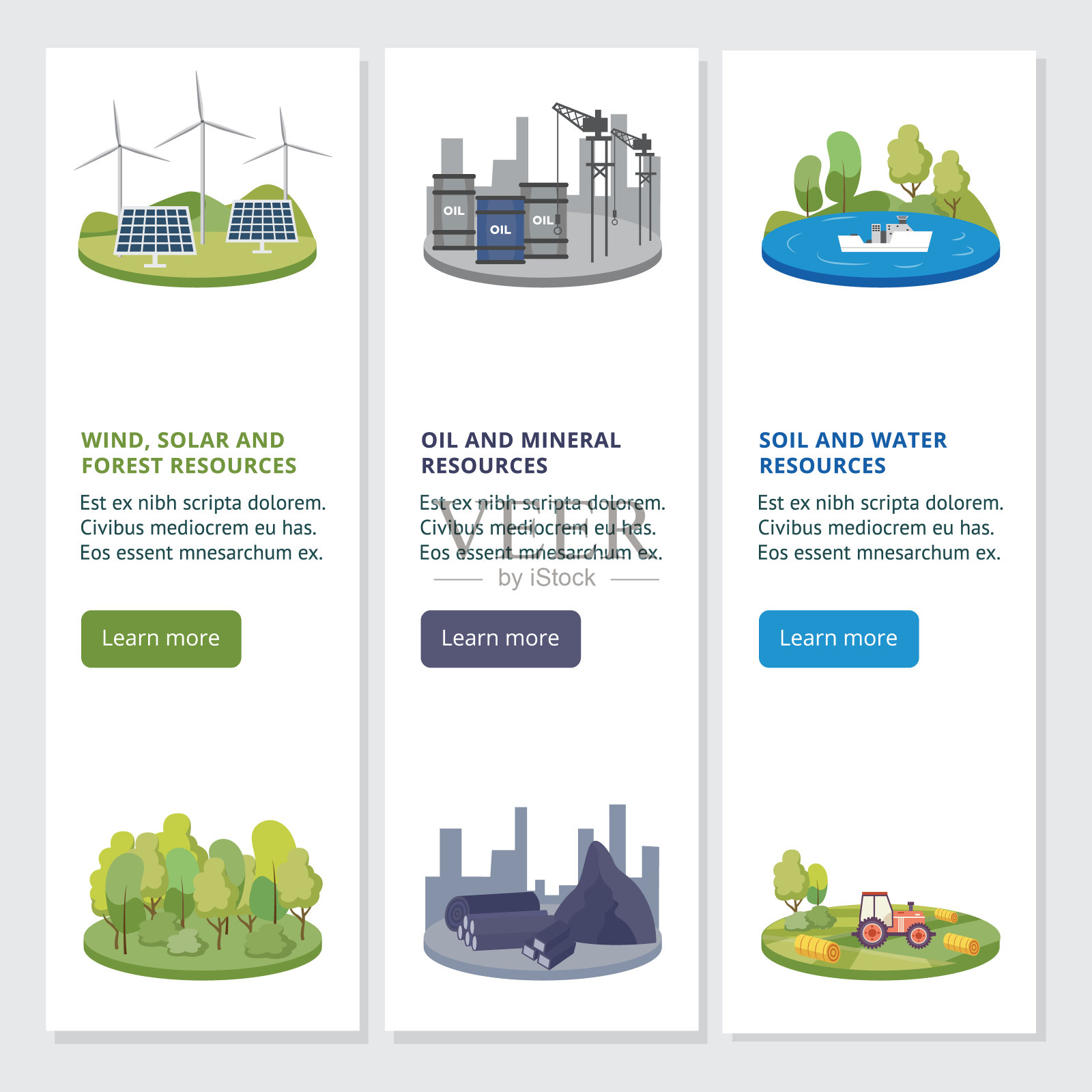 自然资源生态主题横幅，平面矢量插图。插画图片素材