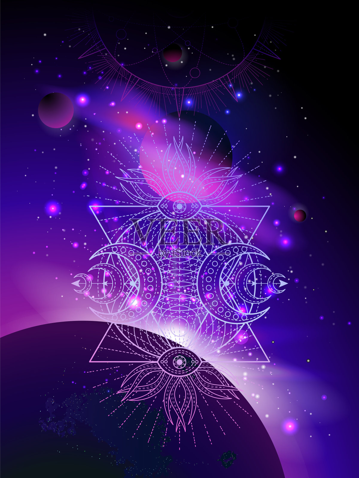 神圣的几何符号对抗空间插画图片素材