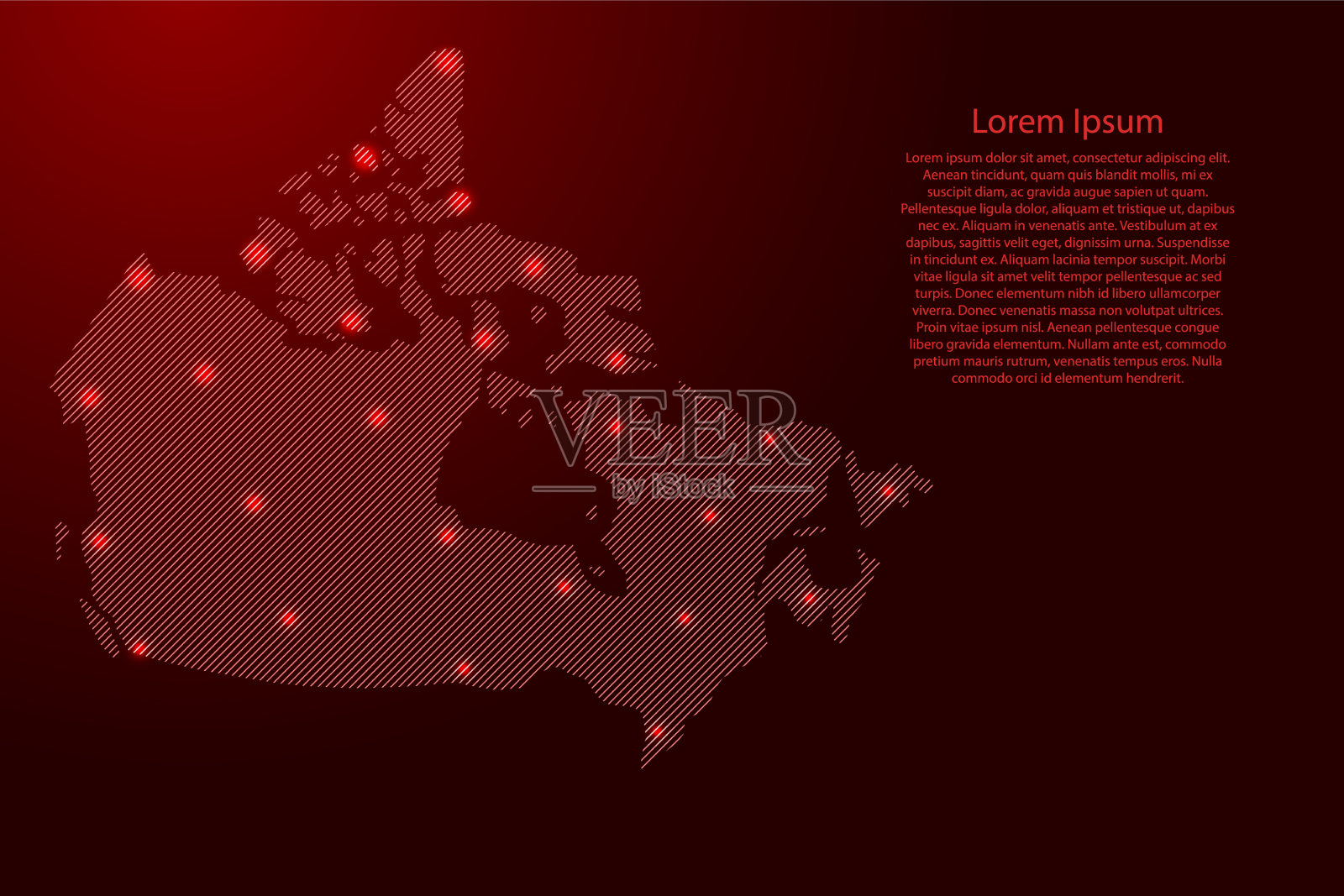 加拿大地图由红色图案斜平行插画图片素材