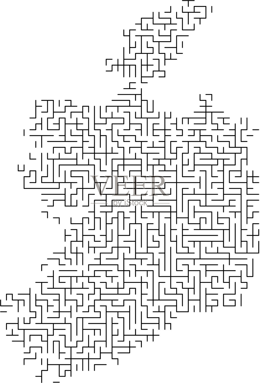 爱尔兰地图从黑色迷宫网格模式插画图片素材