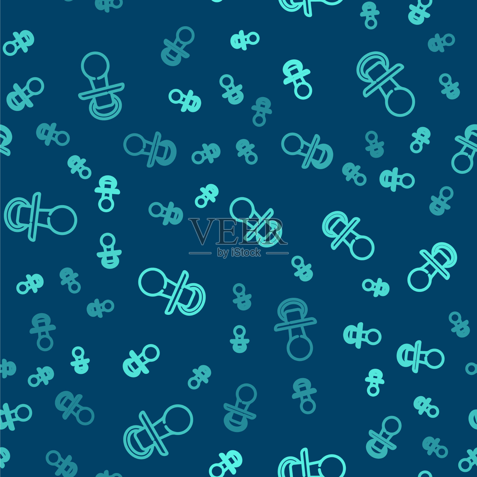 绿线badummy奶嘴图标隔离插画图片素材