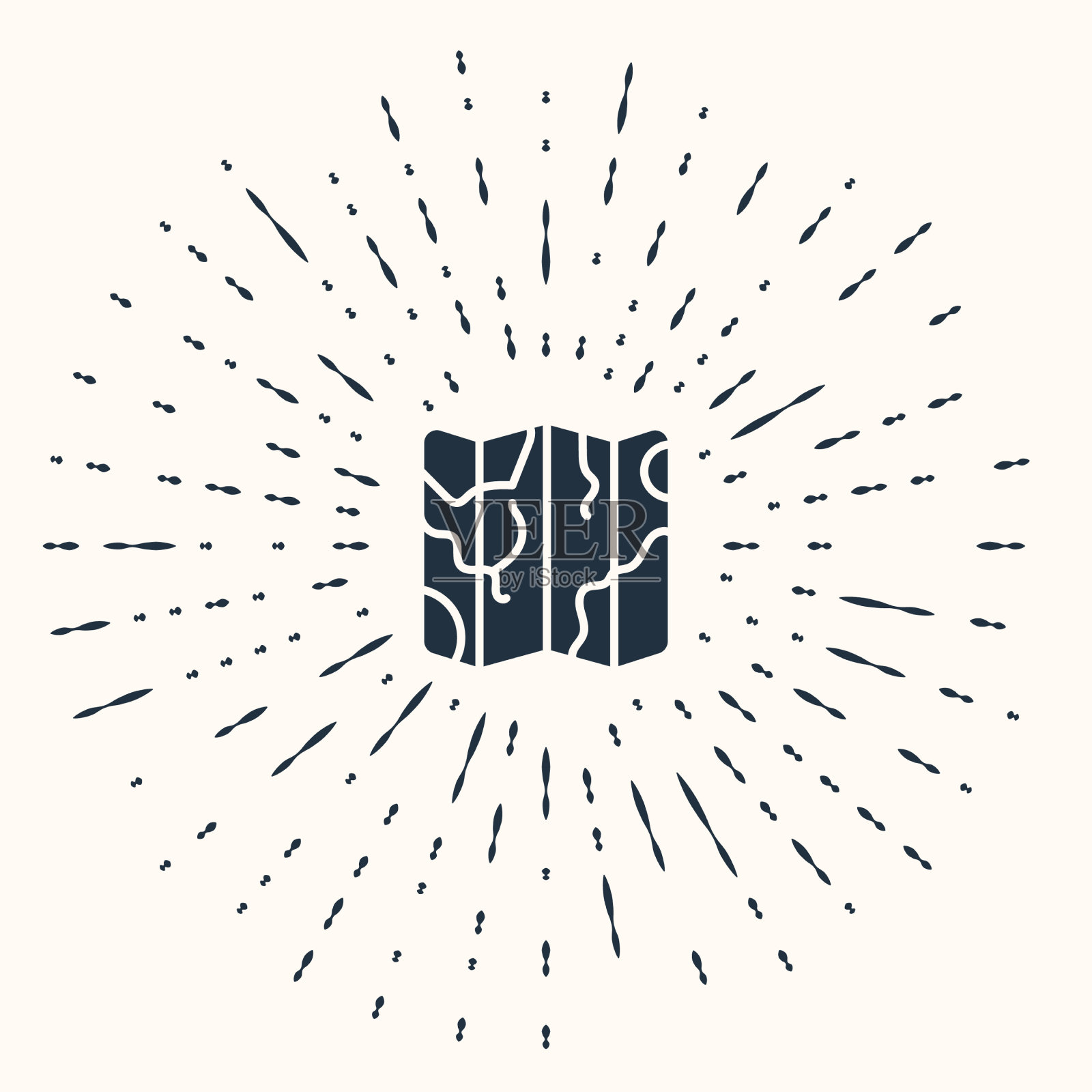 灰色折叠的地图图标孤立在米色背景插画图片素材