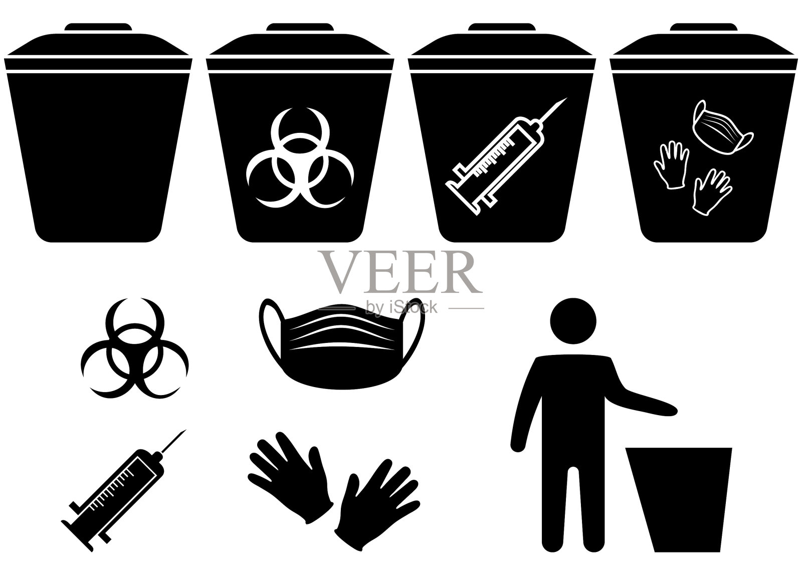 医用口罩利用人扔的插画图片素材