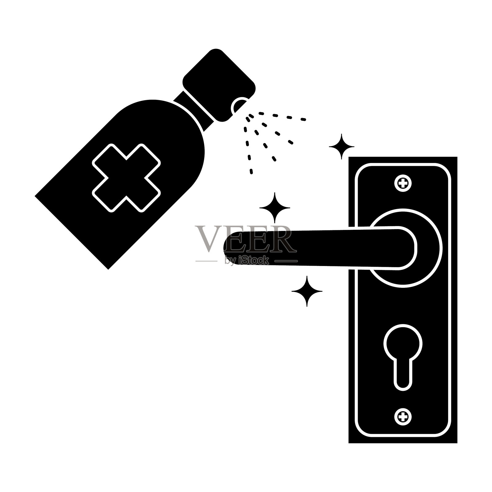 门把手消毒用喷雾杀菌剂来消毒插画图片素材