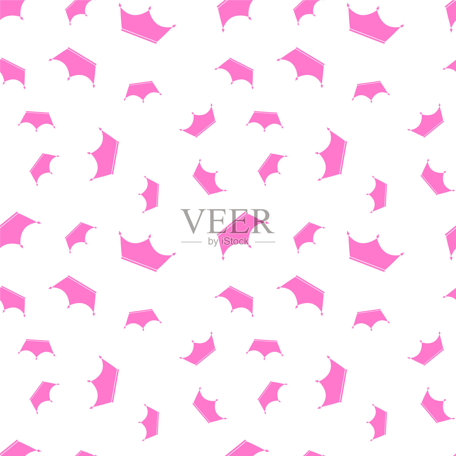 粉红皇冠公主无缝图案背景插画图片素材