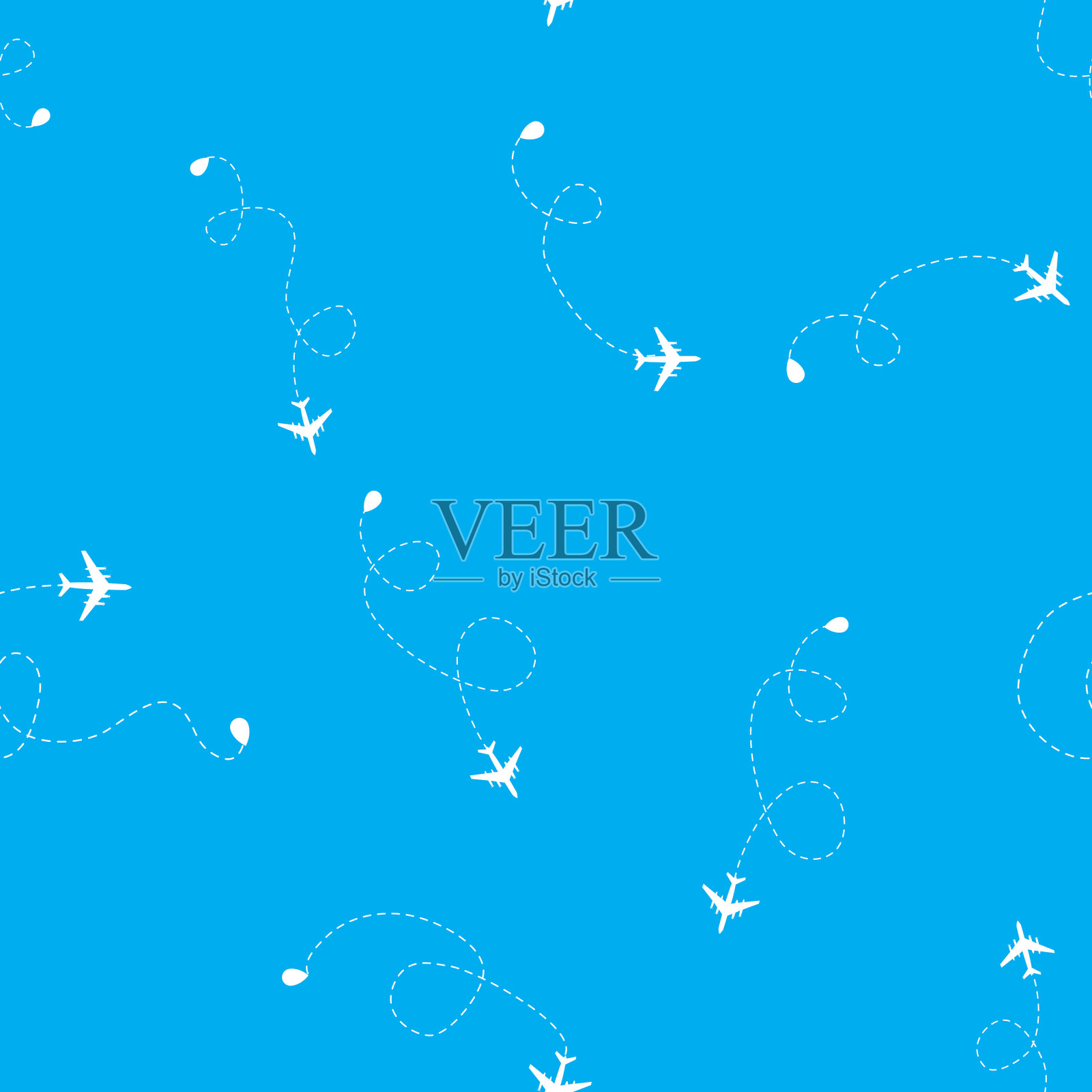 飞机虚线飞行无缝模式插画图片素材