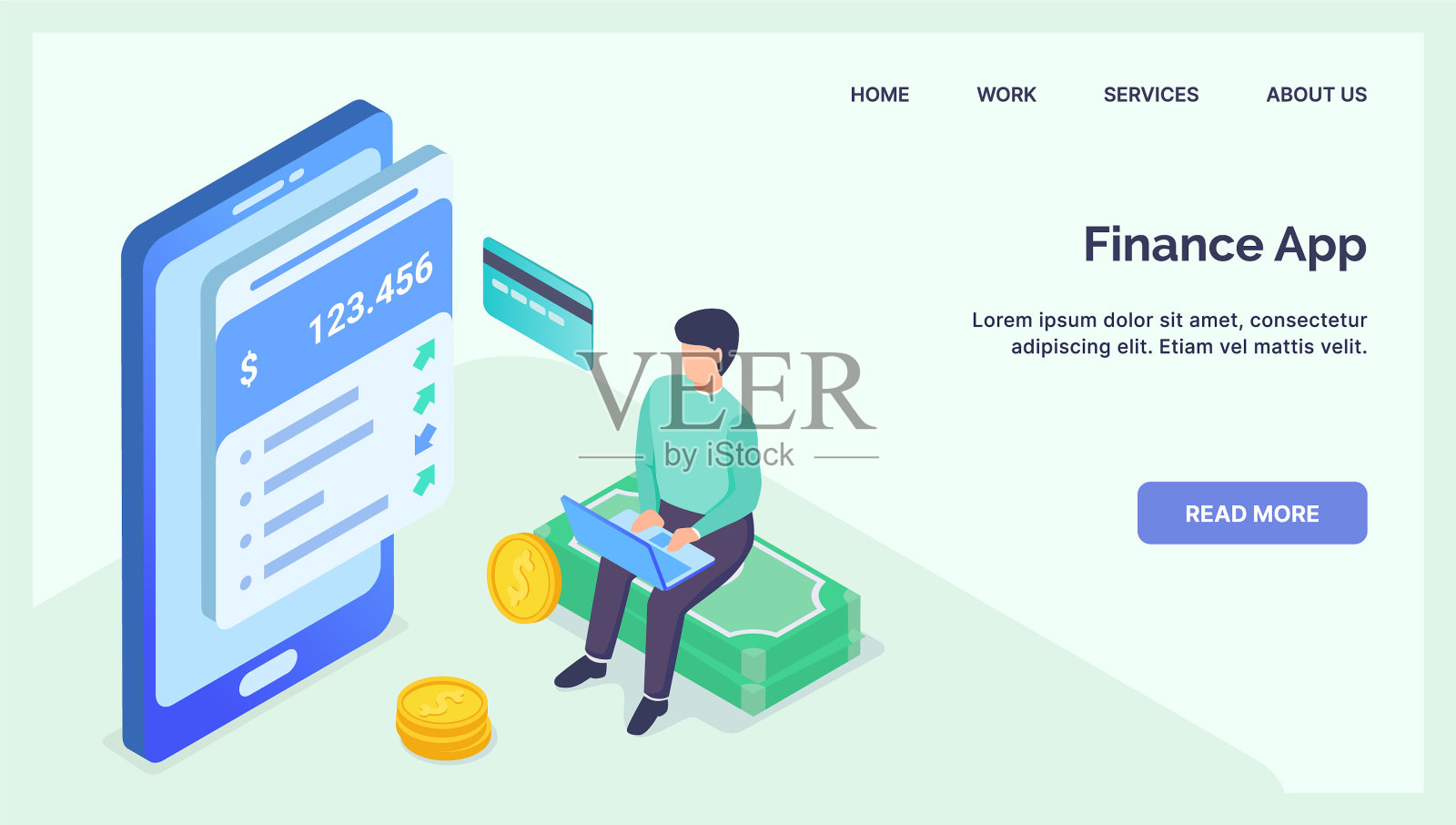 金融科技移动应用概念设计模板素材