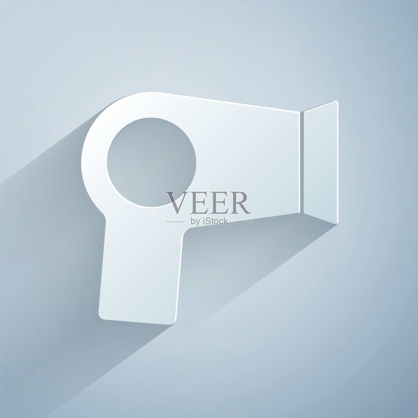 纸剪电吹风图标孤立在灰色插画图片素材