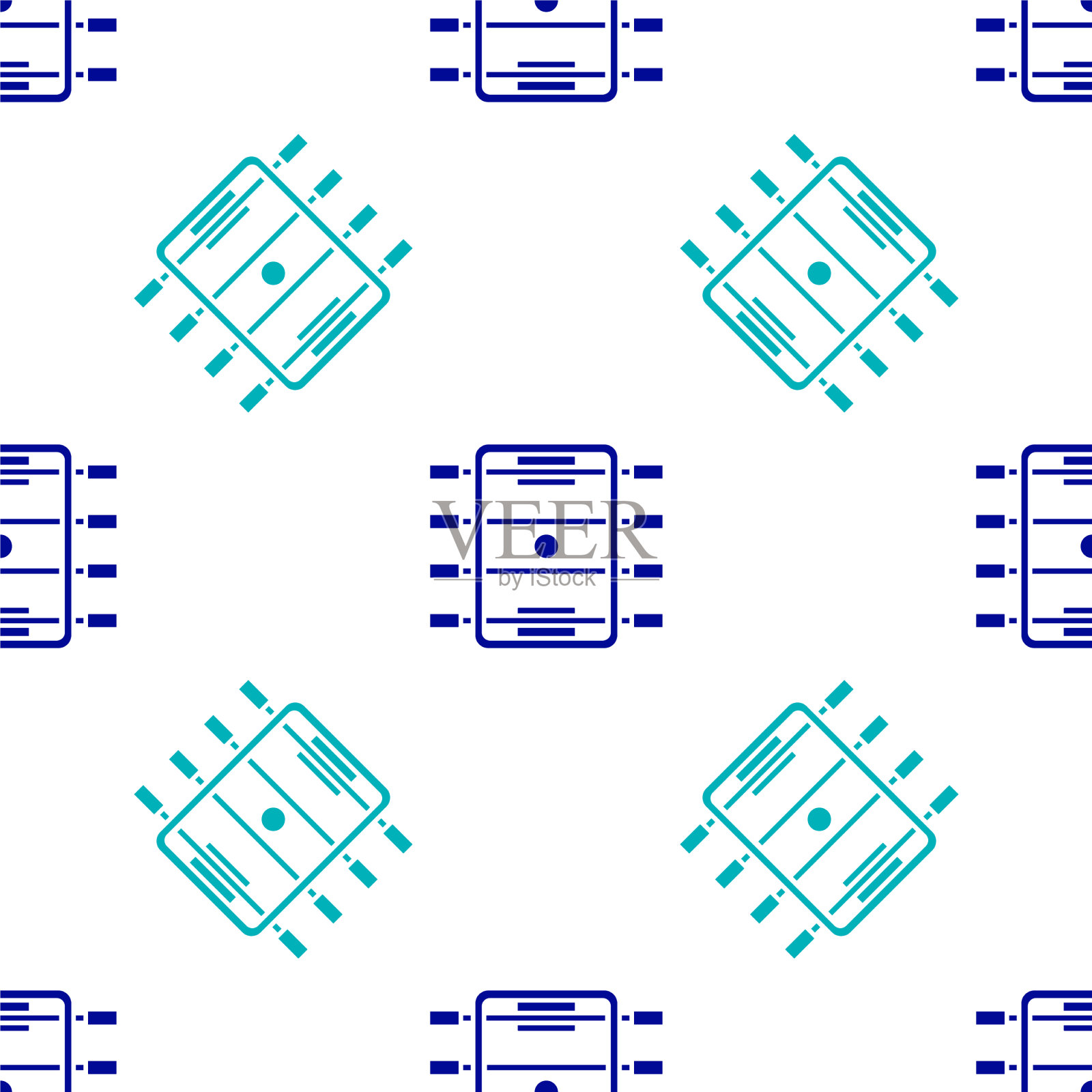 蓝色冰球桌图标隔离无缝图案插画图片素材