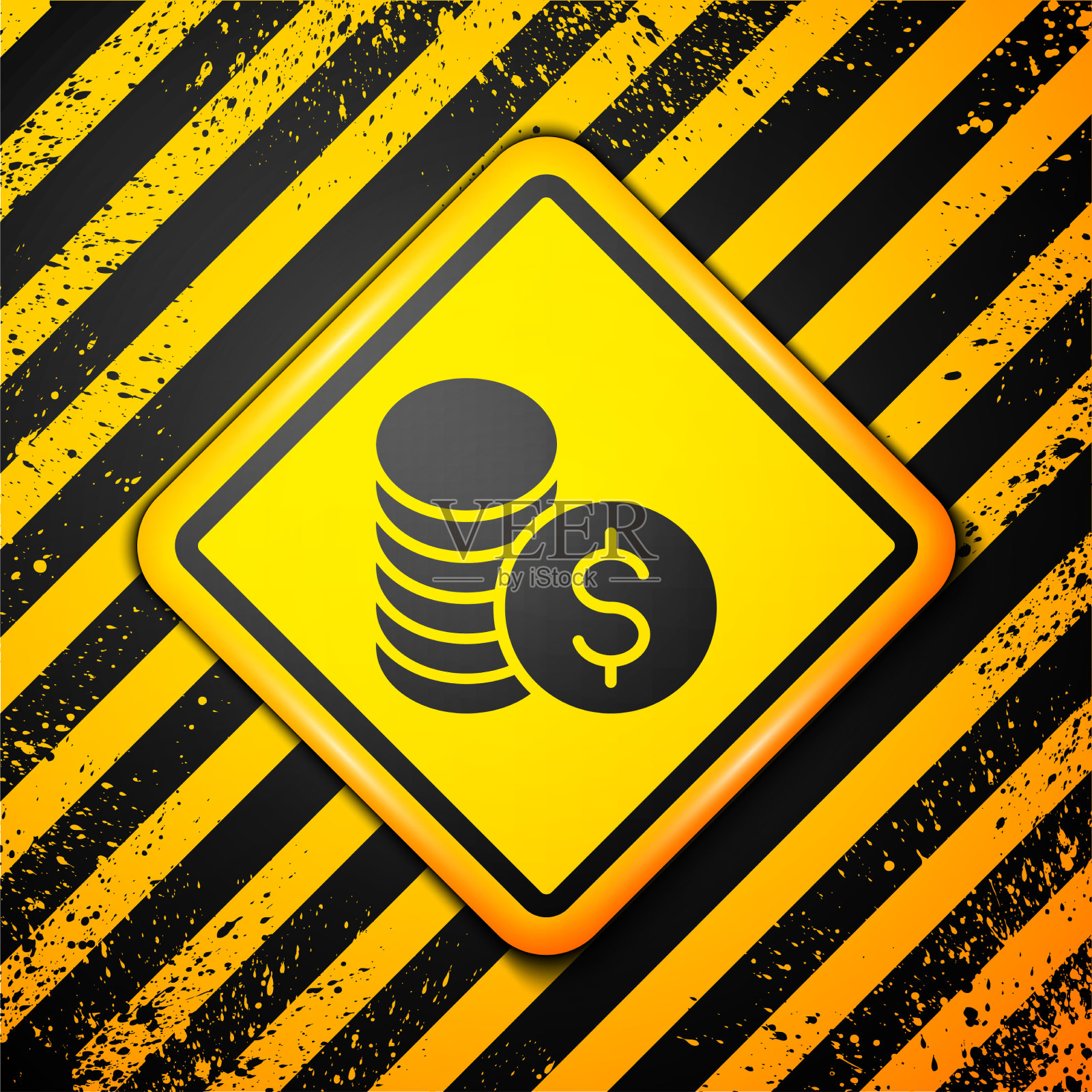 黑色硬币与美元符号符号隔离插画图片素材