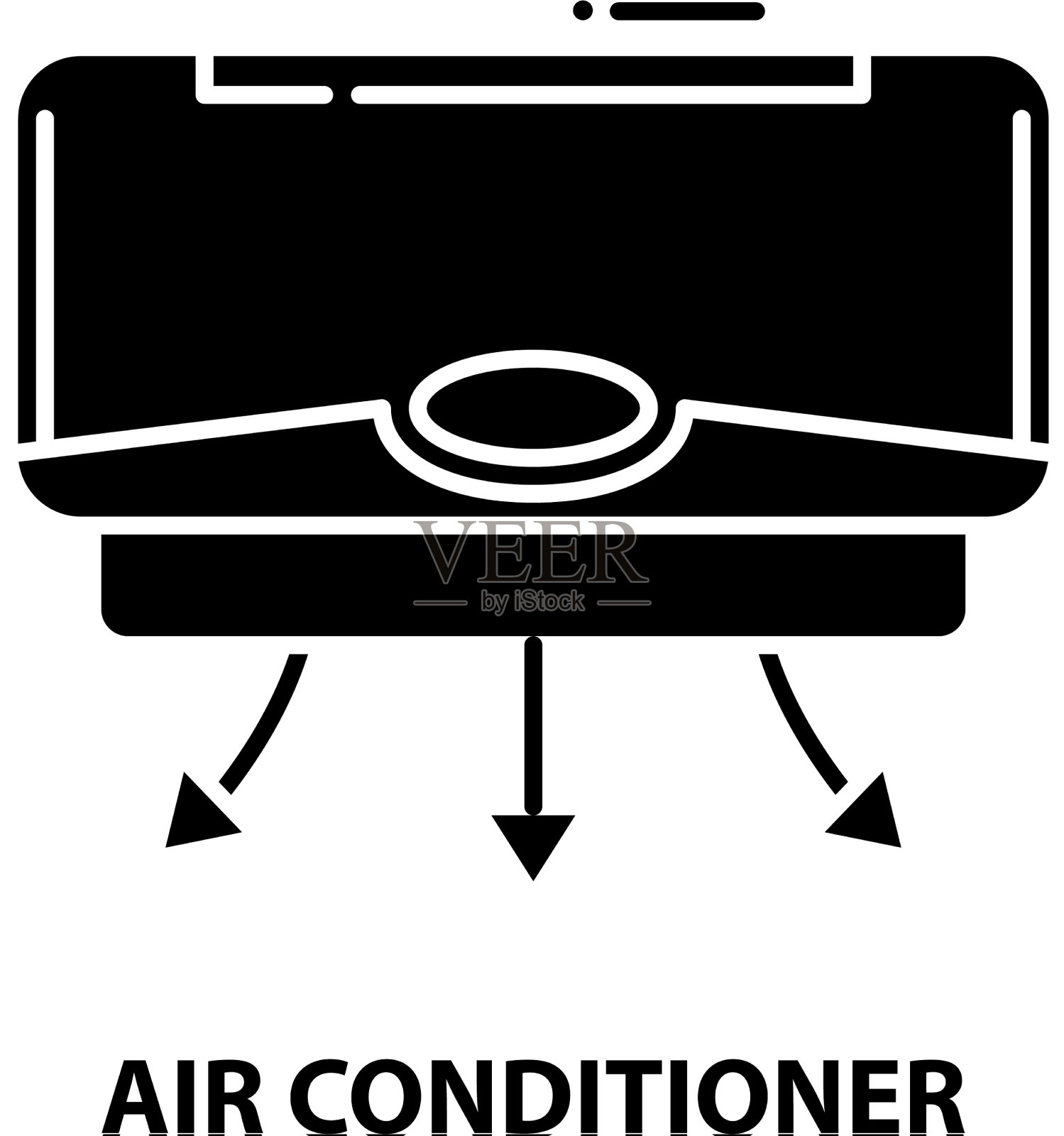 空调图标与黑色标志插画图片素材