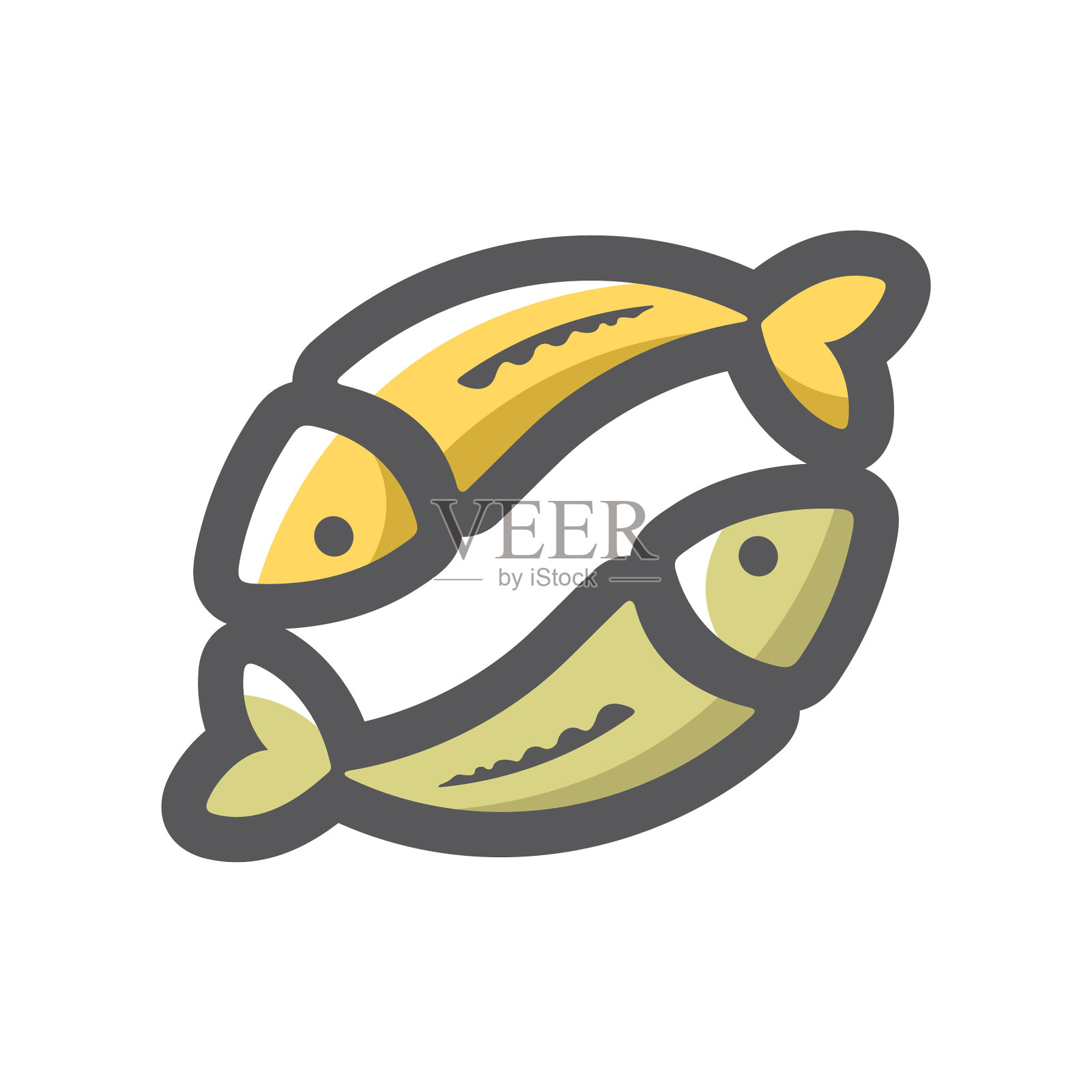 两条鱼对图标卡通设计元素图片