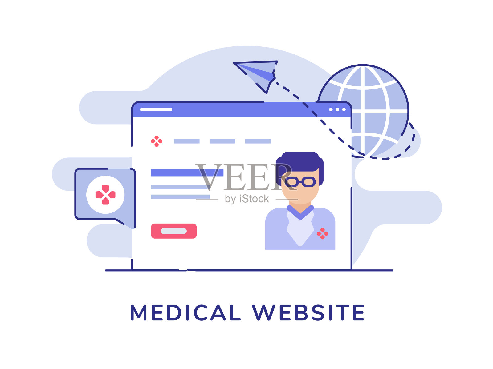 医学网站概念医生字上插画图片素材