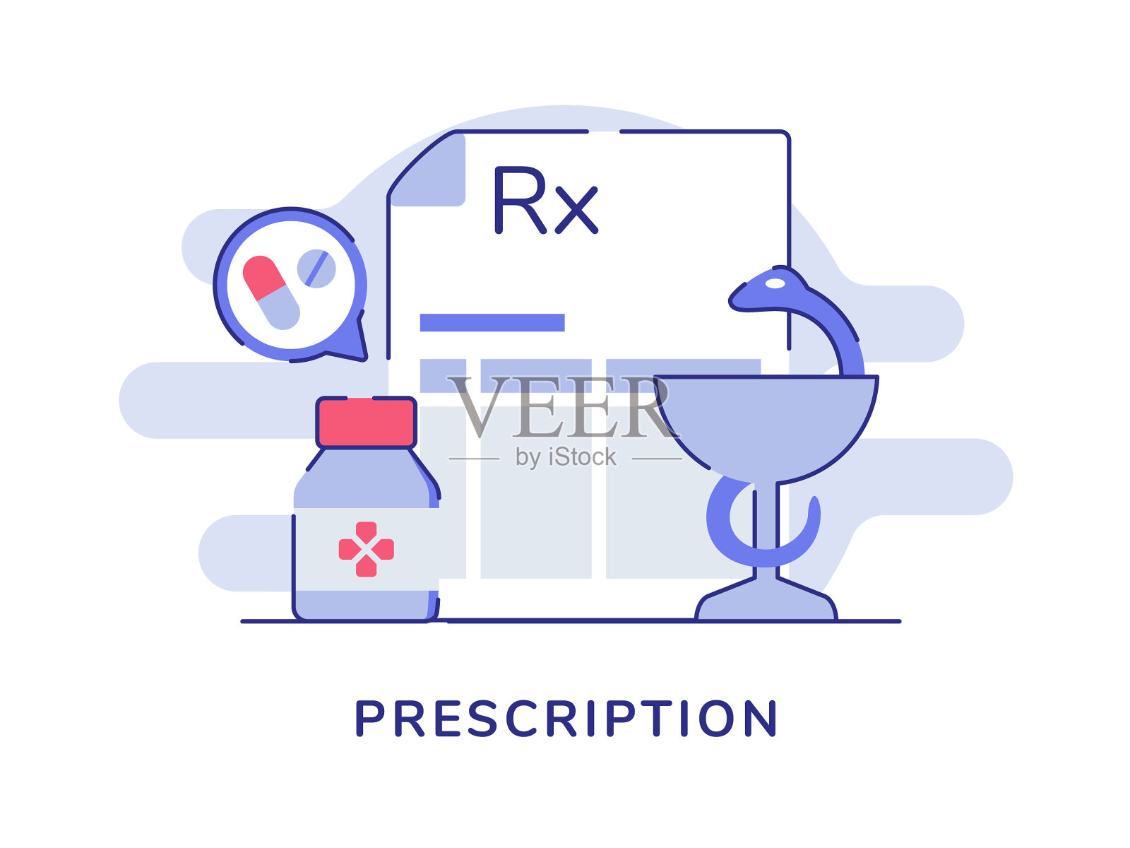 处方纸药瓶蛇玻璃白色插画图片素材