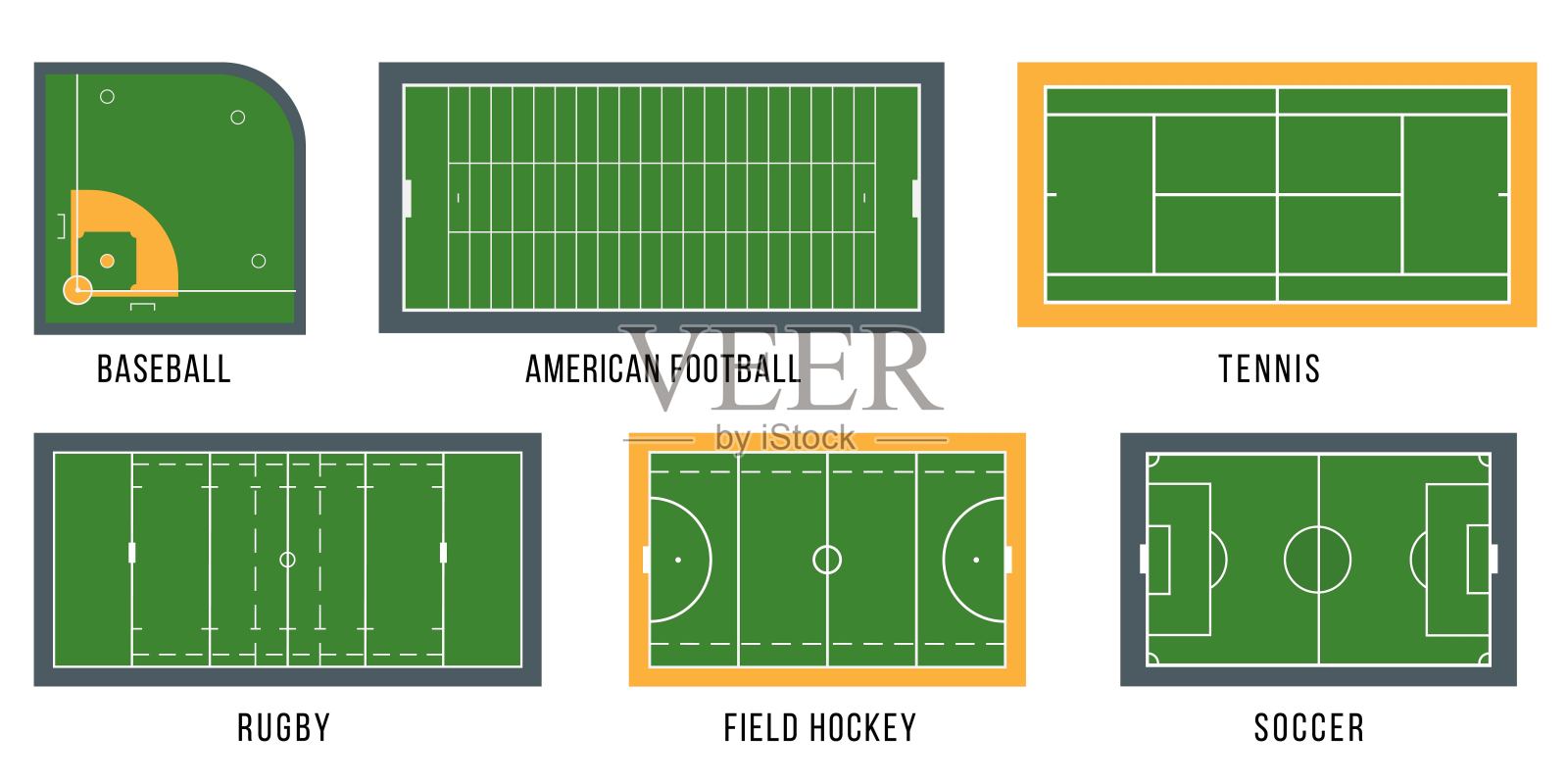 体育场地设置顶视图矢量插图。插画图片素材