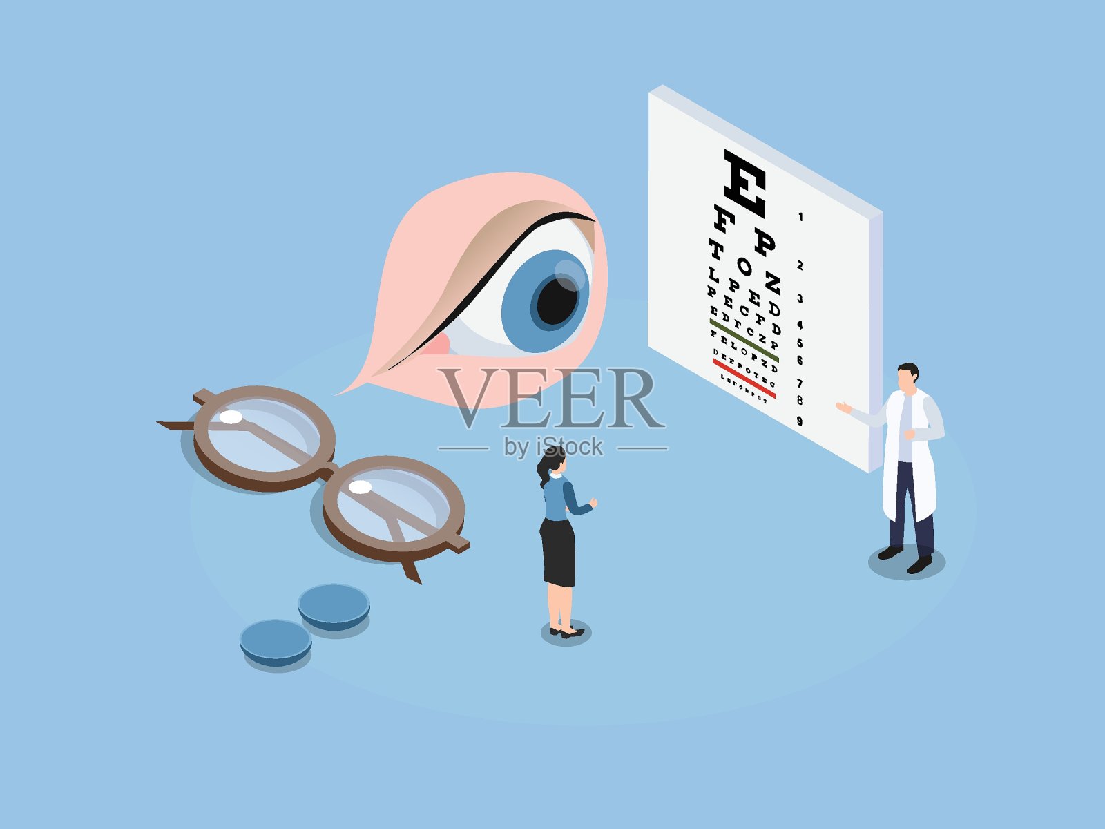 验光师三维等距矢量插画图片素材