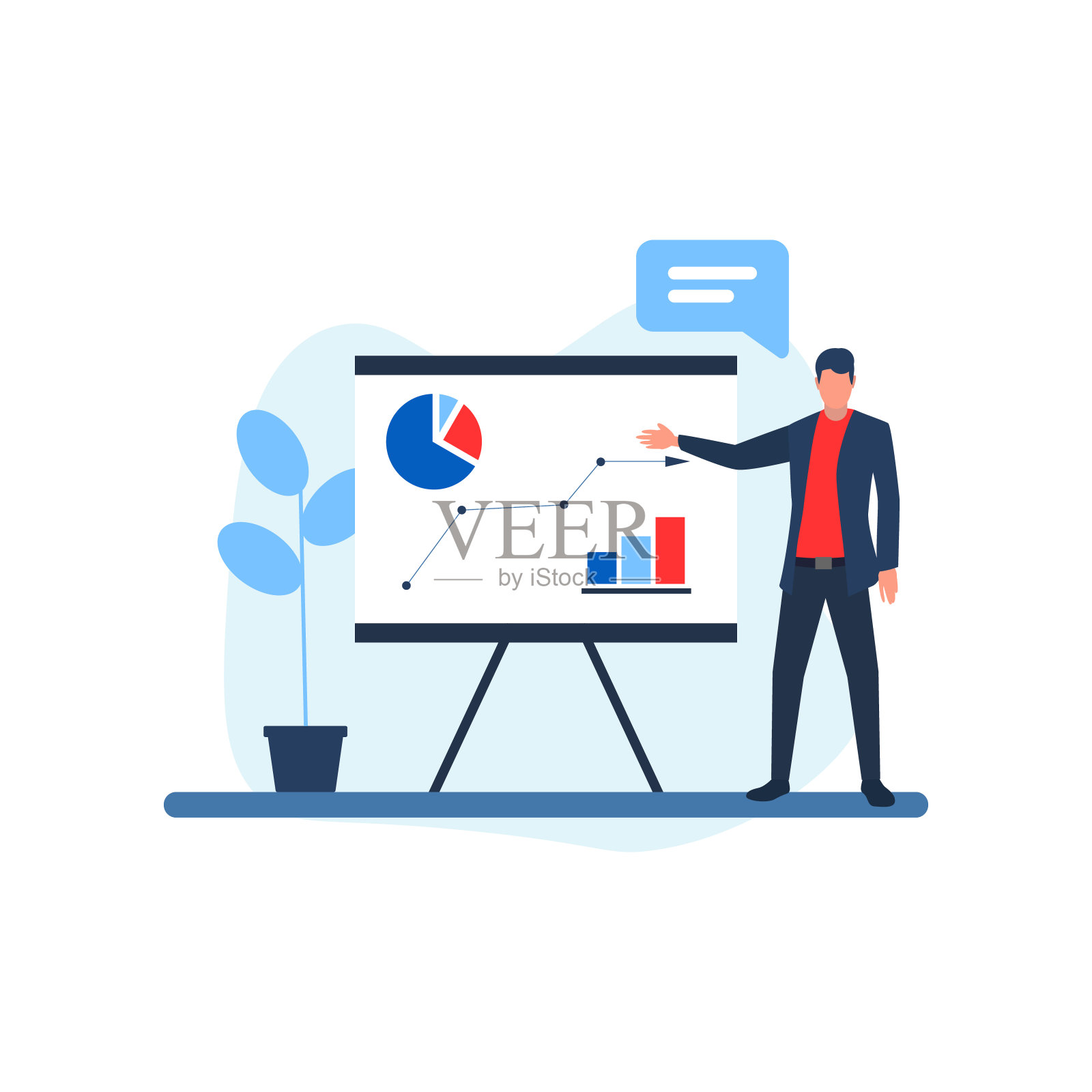 男士西装握商务演示平面设计插图。插画图片素材