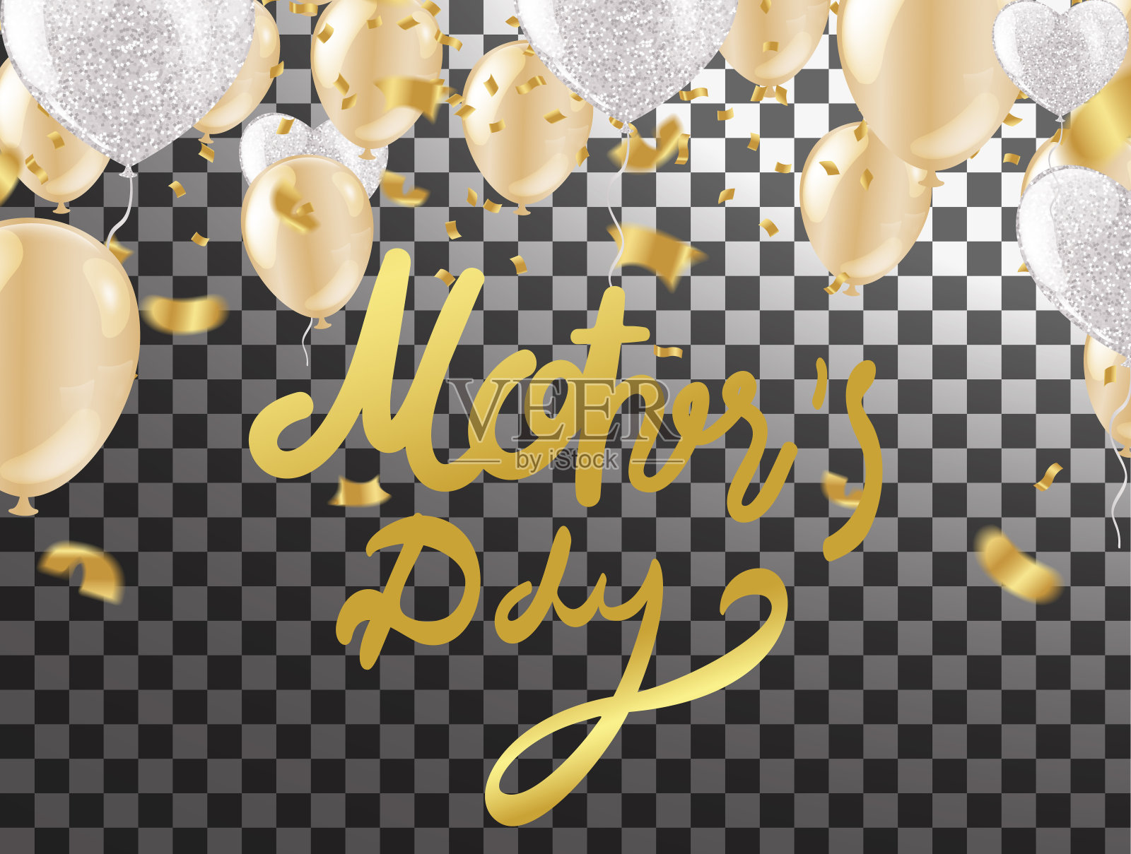 母亲节快乐手写字母设计卡片气球的背景插画图片素材