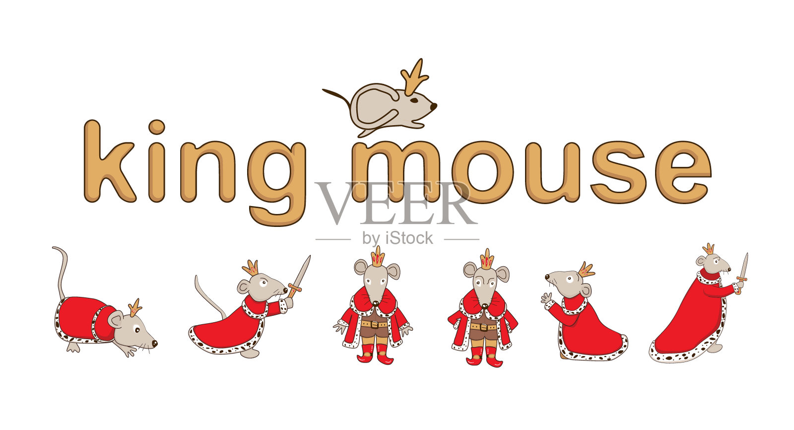 鼠王。矢量插图孤立在白色背景。插画图片素材