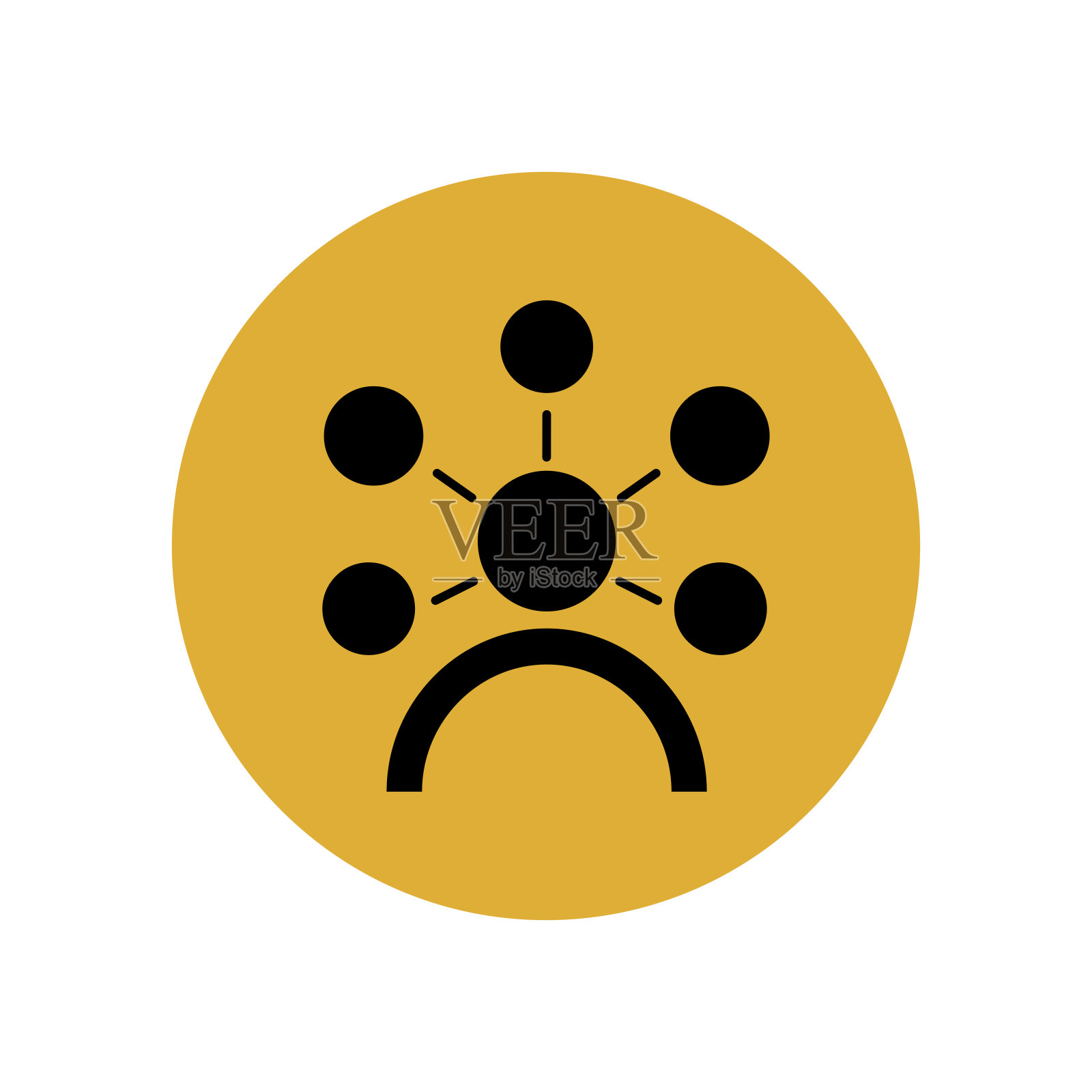 时尚的化身图标在黑色在黄色的圆圈。推荐计划的网站，应用程序，社会网络。智能手机用户界面按钮。图标素材