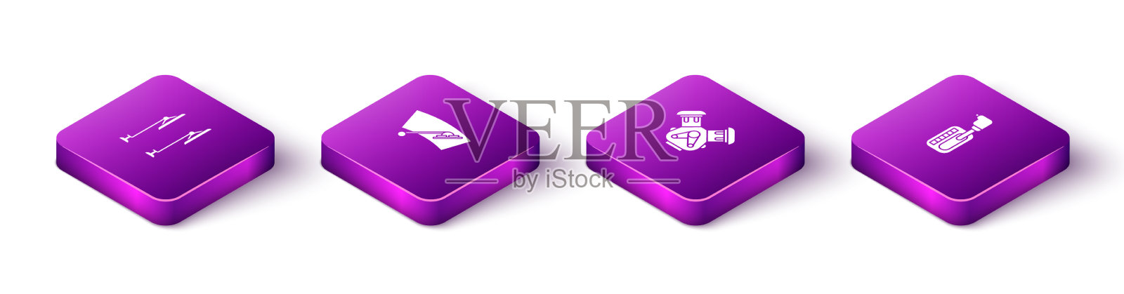 设置等距挡风玻璃刮水器和汽车发动机图标素材