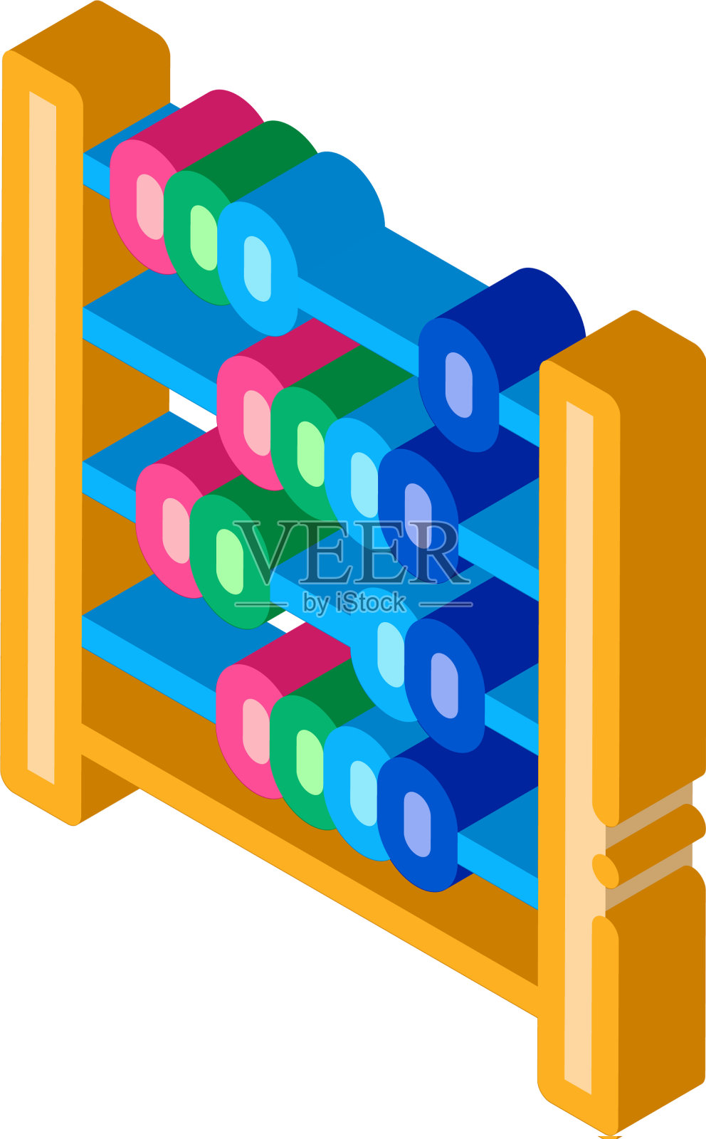 算盘计数器等距图标设计元素图片