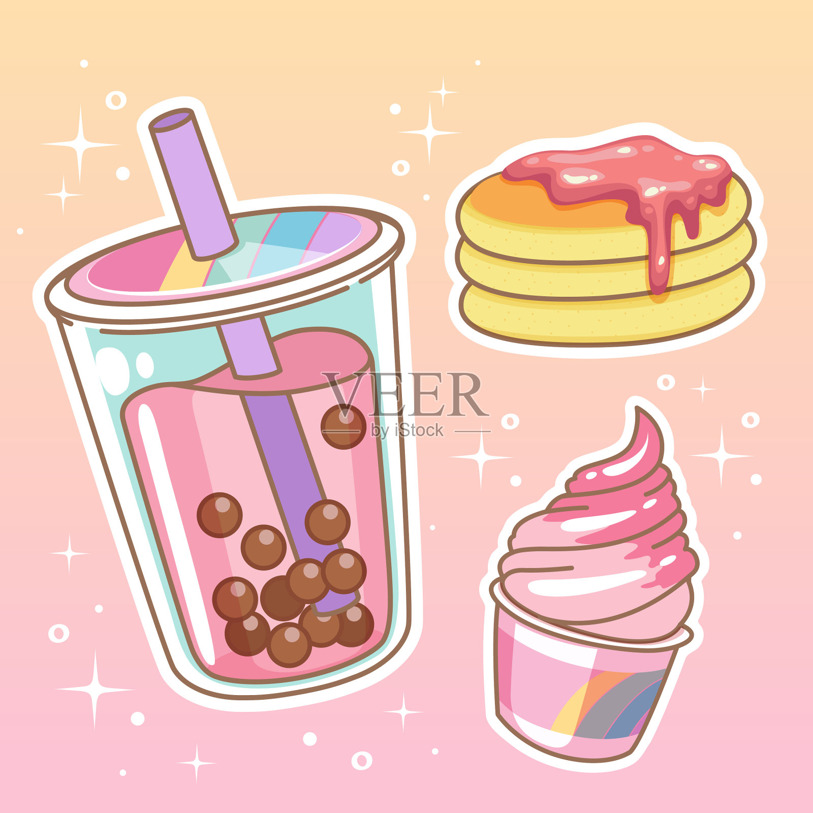 饮料与糖果手绘集插画图片素材