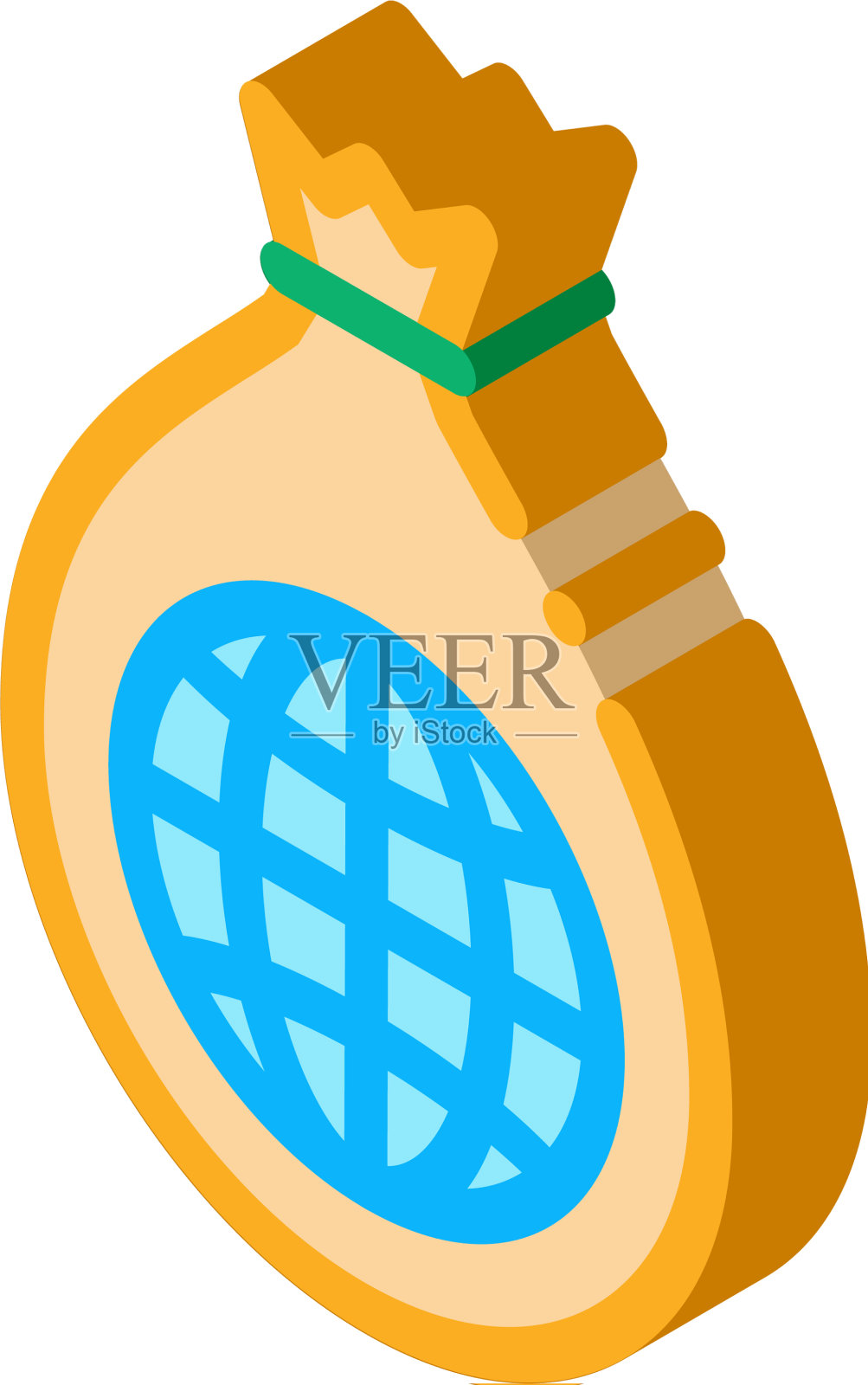 球在财务袋等距图标设计元素图片