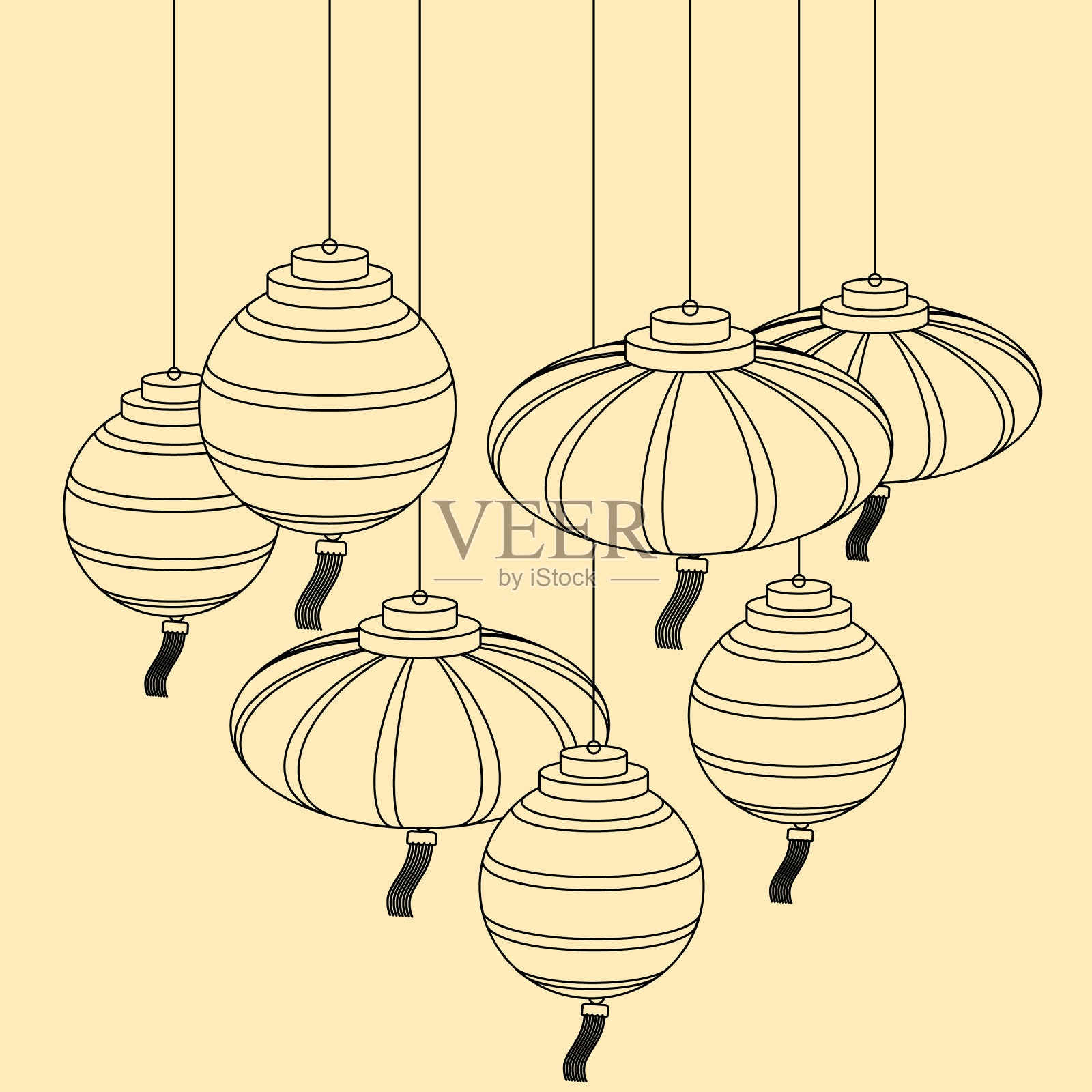 挂纸灯笼插画图片素材