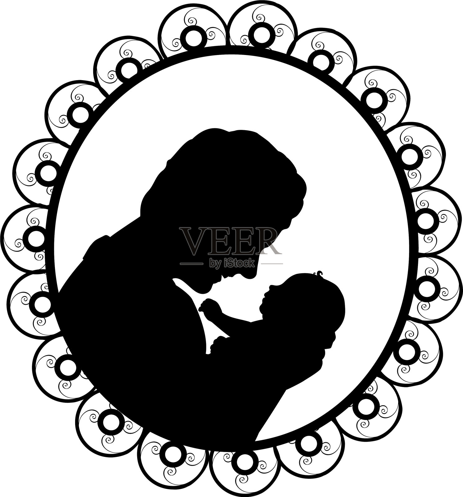 剪影在框架快乐的父亲抱着新生儿设计元素图片